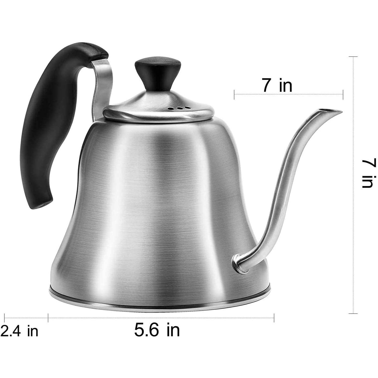 Premium Brushed Silver Gooseneck Kettle with Thermometer - Stovetop Electric Pour Over Coffee & Tea Kettle - Perfect for Home Brewing, Specialty Coffee, and Tea Ceremonies