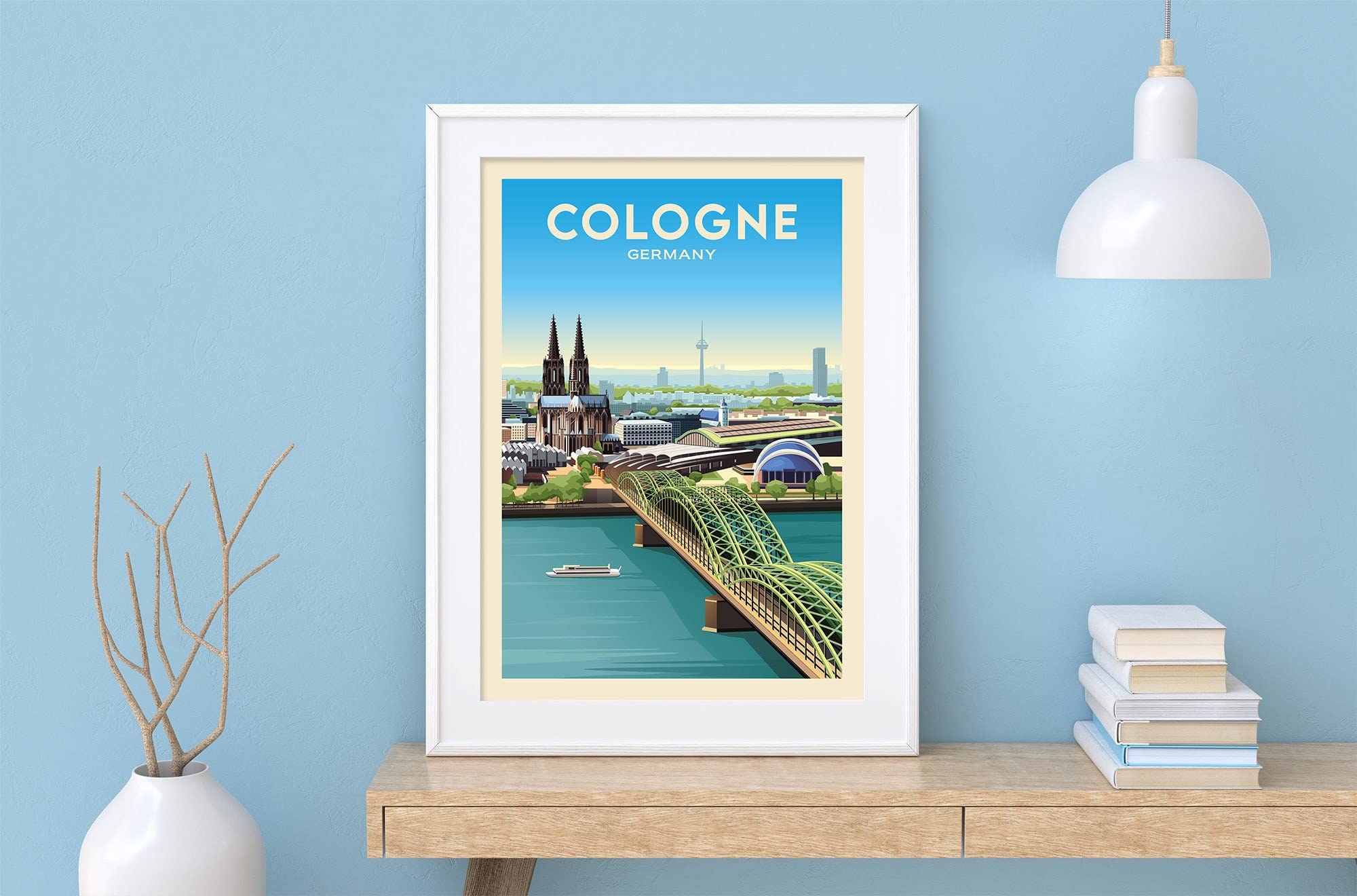 Germany Travel Print - Cologne Hohenzollern Bridge Poster, Cologne Illustration Wall Art for Home & Office Decor | Perfect Gift for Travel Lovers & Germany Enthusiasts