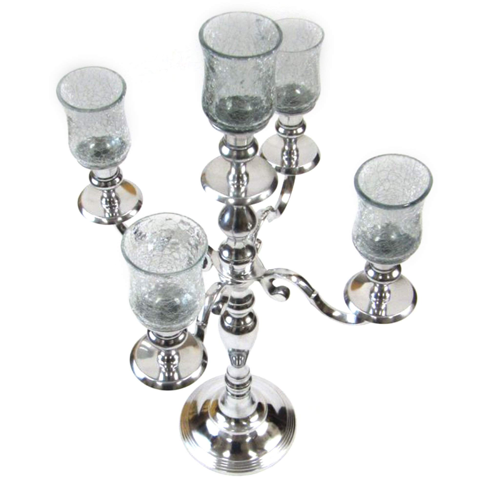 5-Prong Aluminum Candle Holder - 24 Inch Tall Decorative Candle Stand for Wedding, Church, and Home Decor