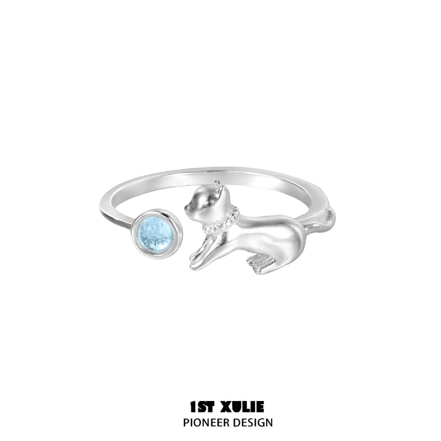 Lucky Cat S925 Sterling Silver Crystal Rings for Women - Elegant & Sparkling Jewelry Gift for Birthday, Anniversary, Valentine's Day