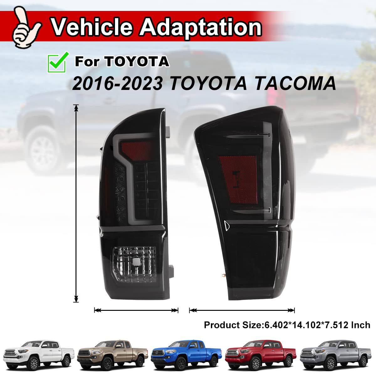 Nixon Offroad LED Tail Lights for Toyota Tacoma 2016-2023 - Matte Black Housing with Smoke Lens - Direct Replacement Rear Light Assembly (1 Pair) - Perfect for Off-Roading, Night Driving & Custom Truck Upgrades