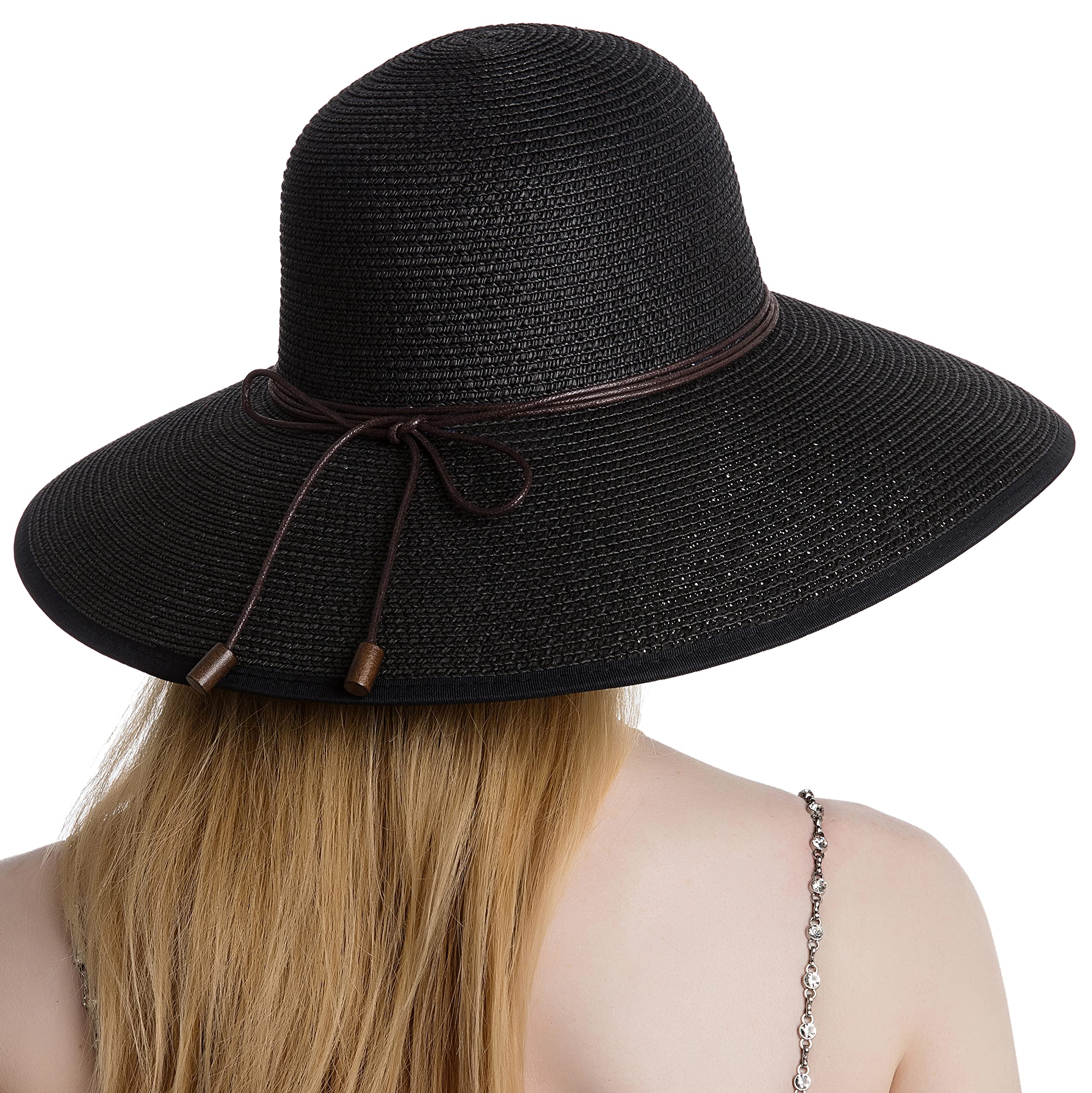 Koreshion Women's Wide Brim Straw Sun Hat - UPF 50+ UV Protection, Foldable & Packable for Beach, Travel, and Outdoor Activities