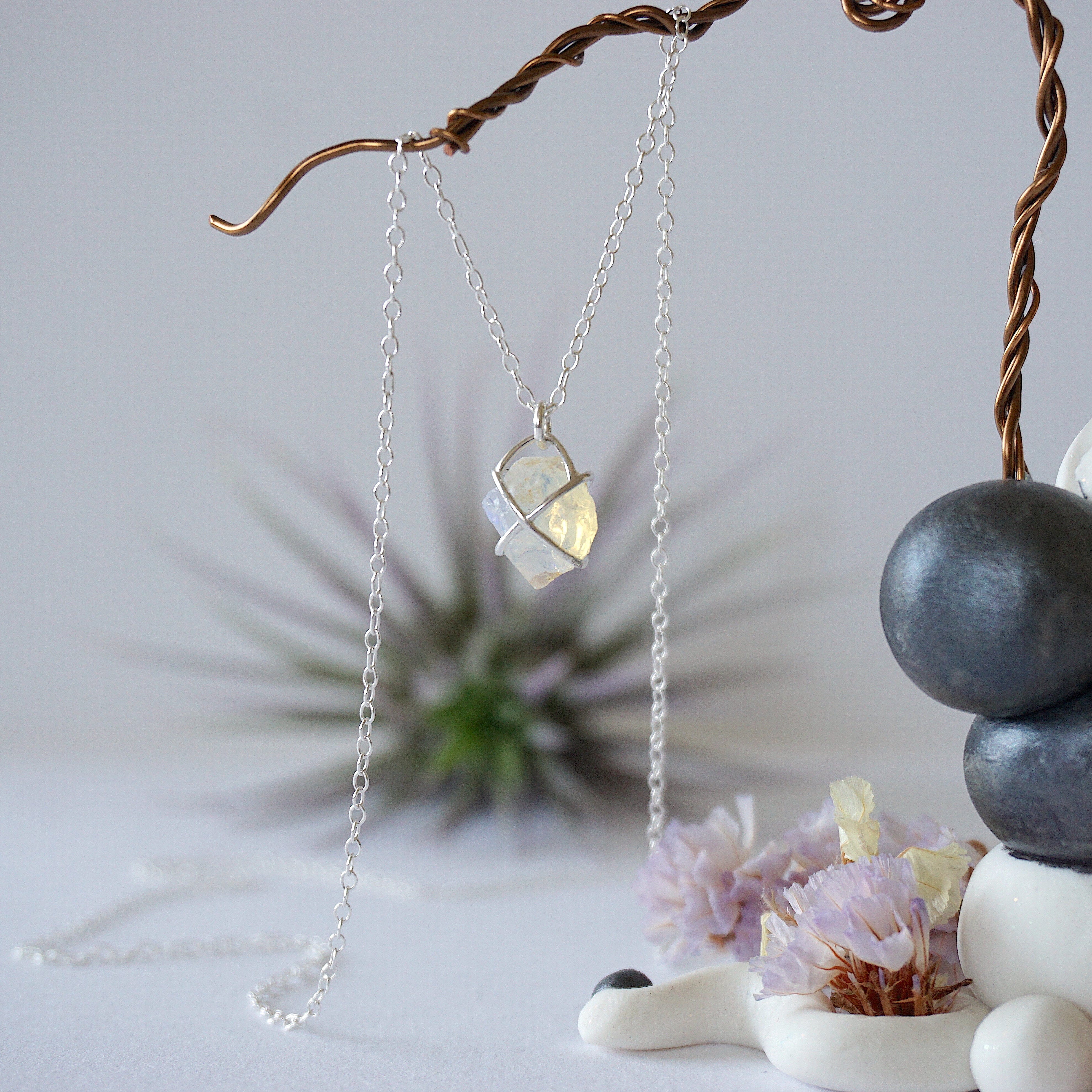 Opal Necklace for Women - Sterling Silver Huggie Charm Necklace | Elegant Layering Jewelry for Everyday Wear & Special Occasions