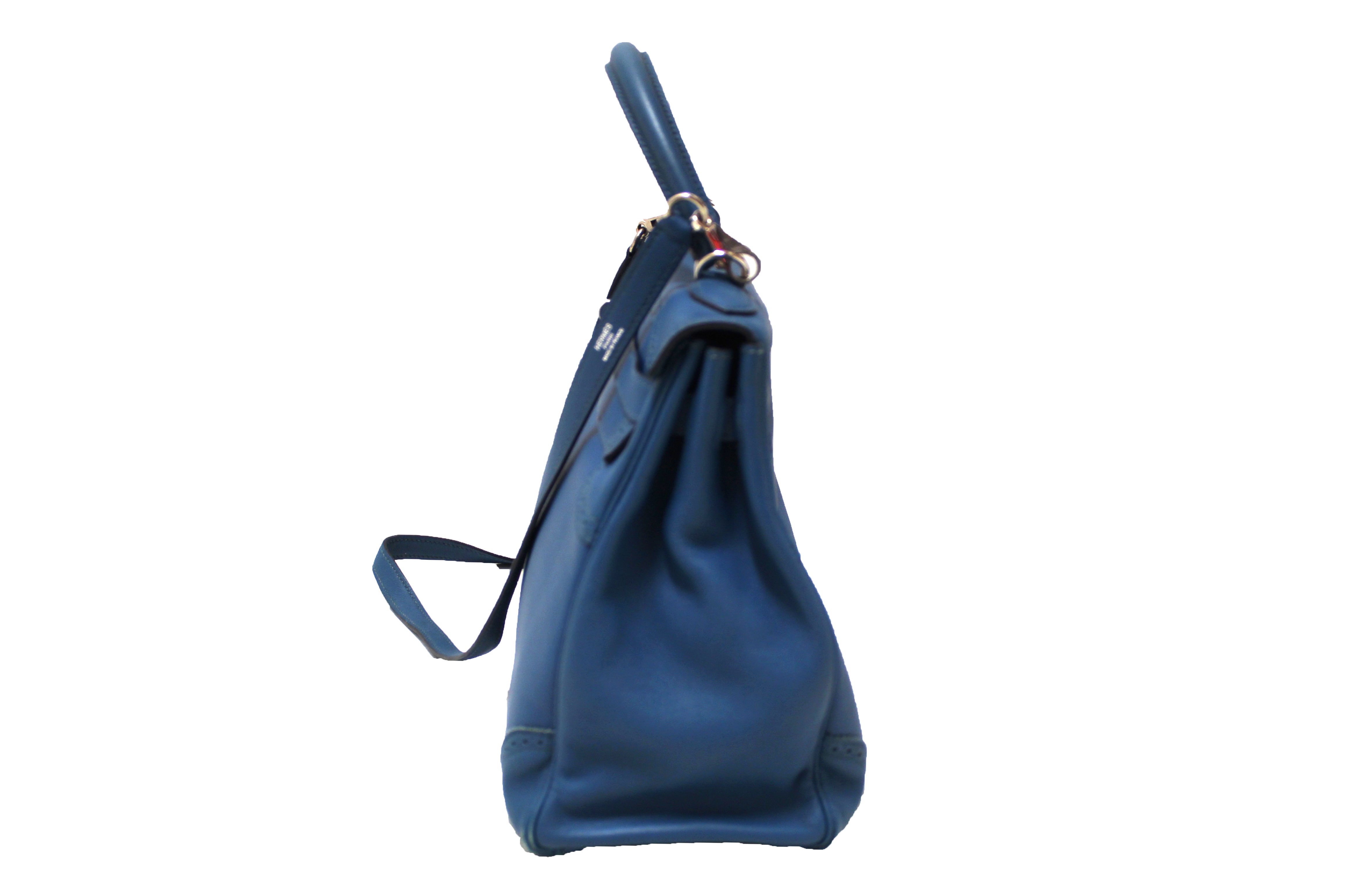 Authentic Hermes Bleu Colvert Leather Kelly 28 Lace Bag - Luxury Handbag for Women, Perfect for Parties, Weddings & Special Occasions