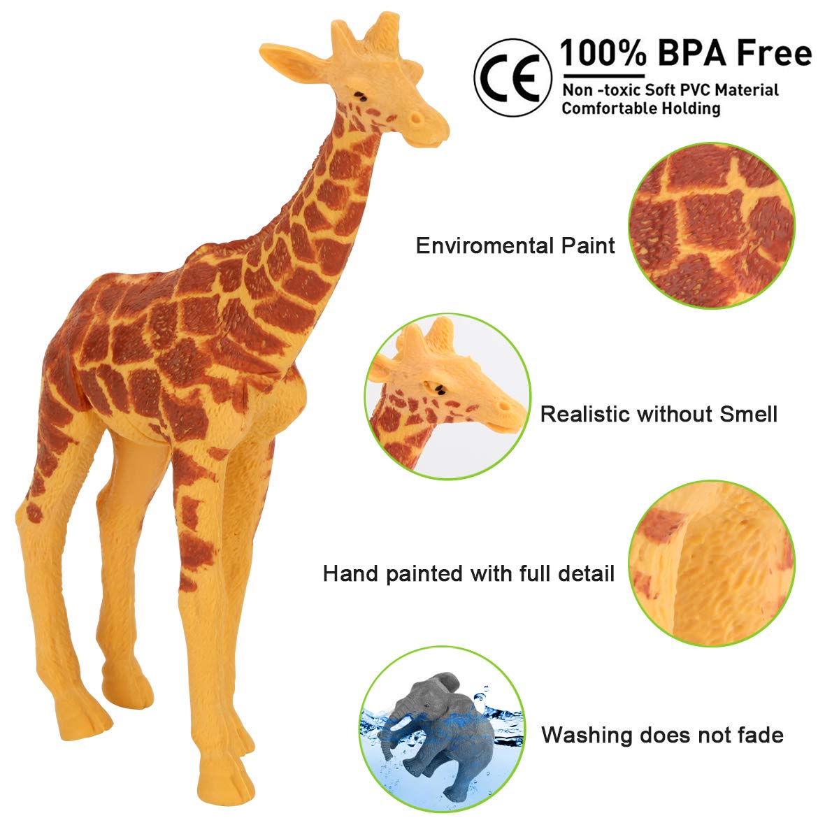 Safari Animal Figures Toys Set - 13 Realistic Wild Plastic Animal Figurines with Kids Sound Book - Educational Learning Toys Gift for Boys Girls Ages 3+ - Perfect for Jungle Themed Parties, Preschool Learning & Imaginative Play
