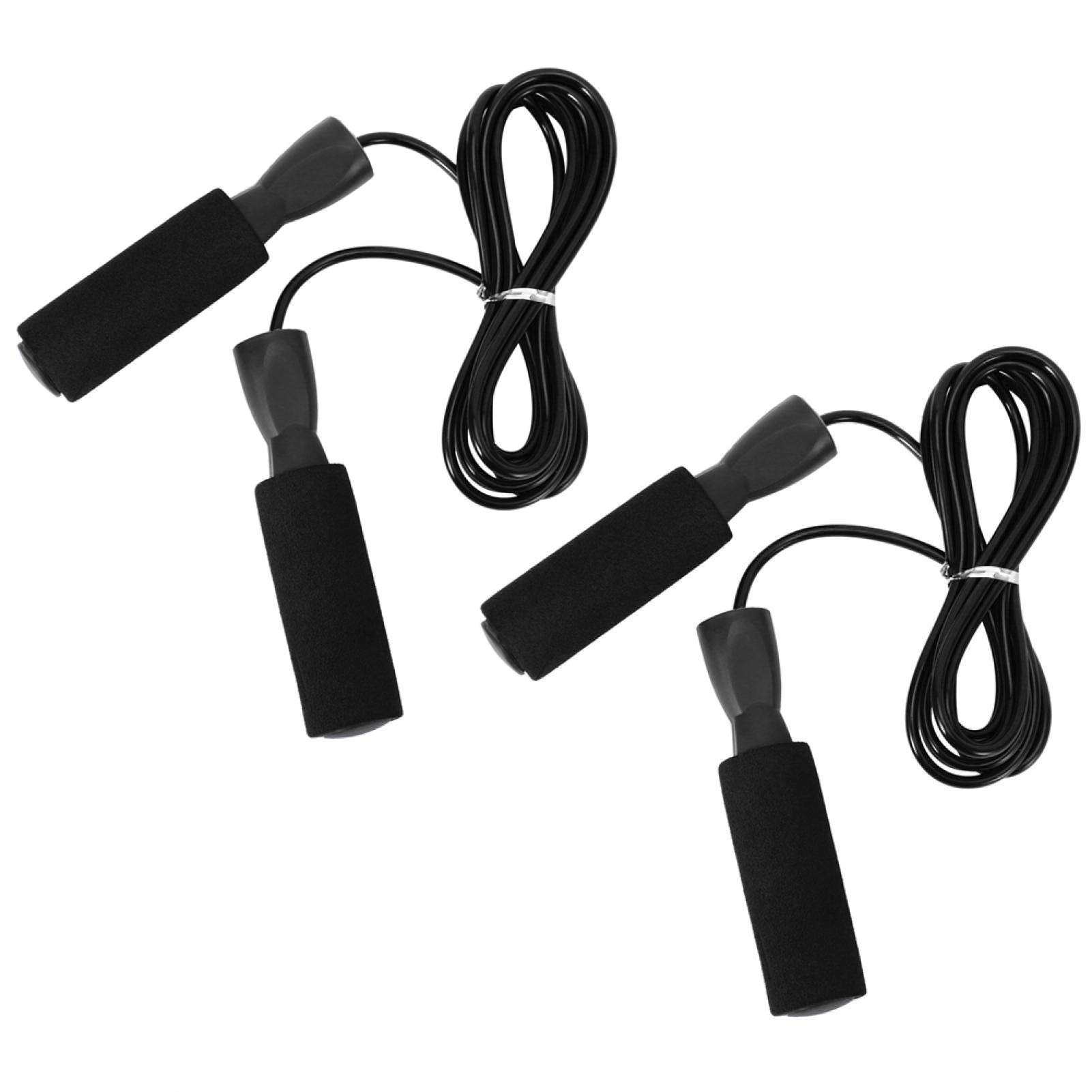 2Pcs Adjustable Skipping Rope with Ball Bearings - 9.8ft Angle-Free Jump Rope for Fitness Training, Exercise & Weight Loss - Anti-Skid Foam Handles for Adults & Students (Black) - Perfect for Home Workouts, Gym Training & Cardio Exercises