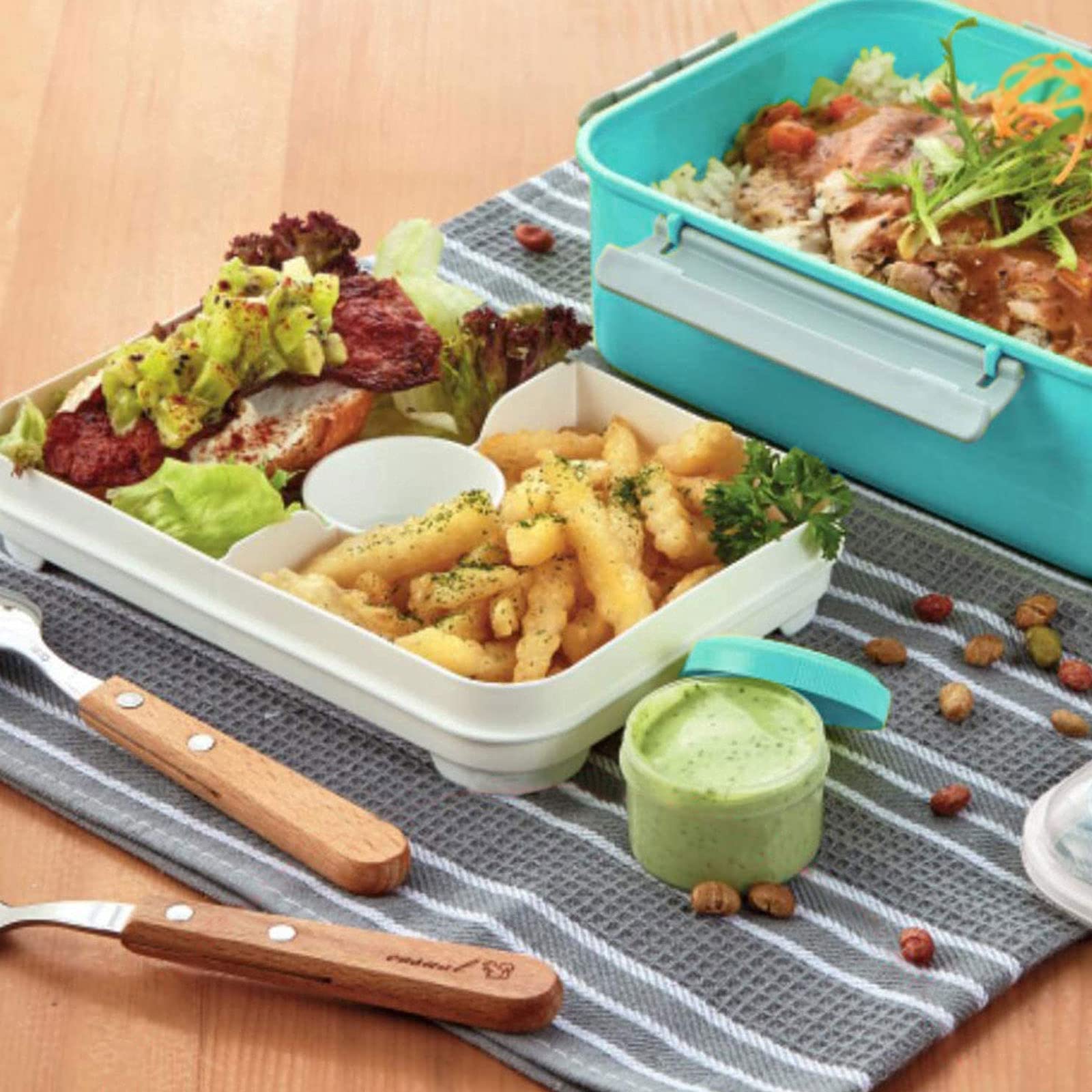 3 Pack 47oz Bento Box Meal Prep Containers with Lids - Reusable Salad Lunch Box with Removable Tray & Dressing Pots - Microwave Safe Food Storage for Kids & Adults - Perfect for Office Lunch, Picnics & Meal Prepping