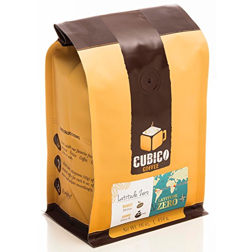 Latitude Zero Freshly Roasted Ground Coffee - Premium Latin American & East African Blend - 16oz Bag - Perfect for Home Brewing, Office & Camping Use