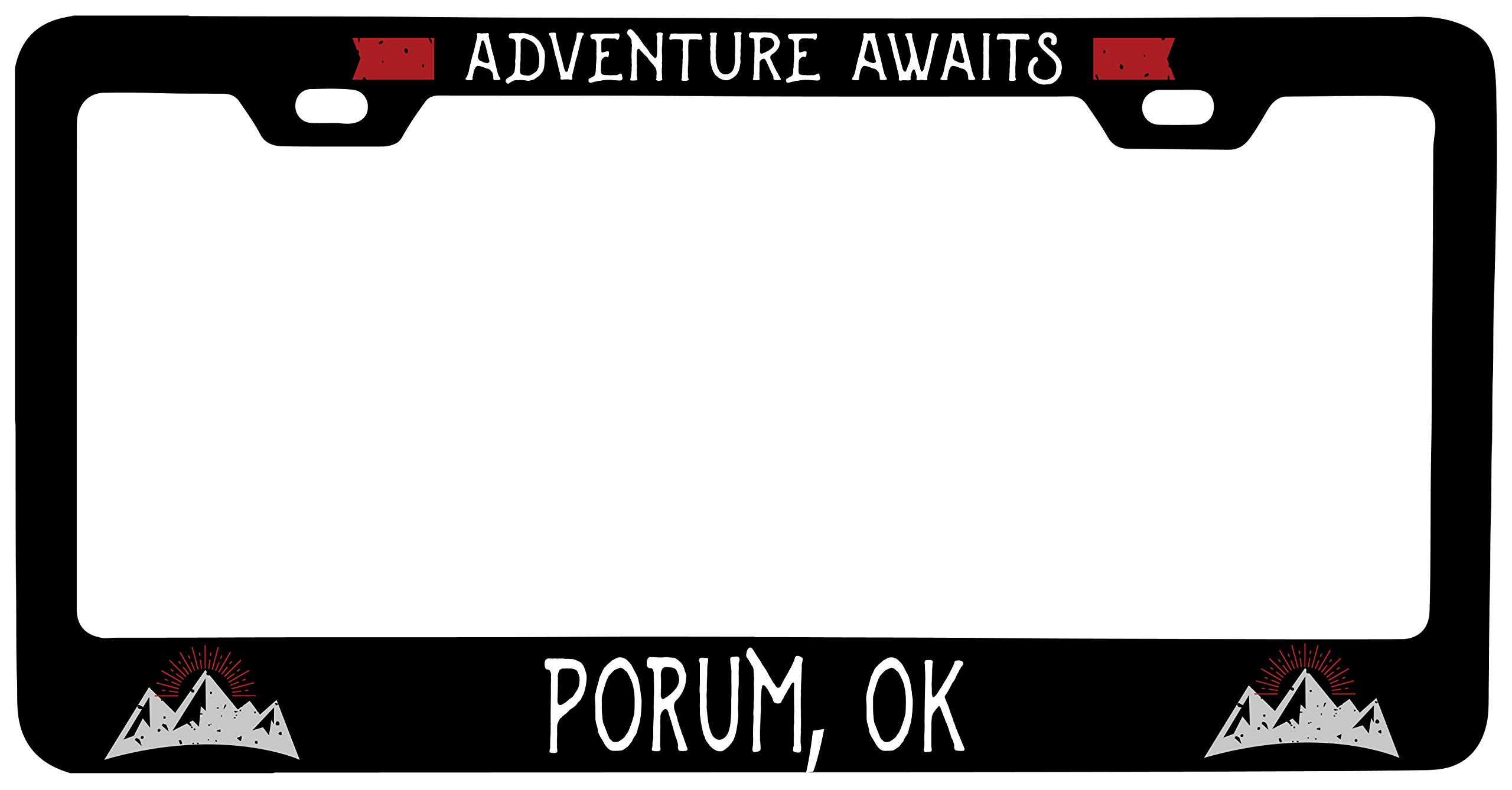 Porum Oklahoma Vanity Metal License Plate Frame - Durable Car Accessory for Personalized Style | Perfect for Cars, Trucks & Motorcycles