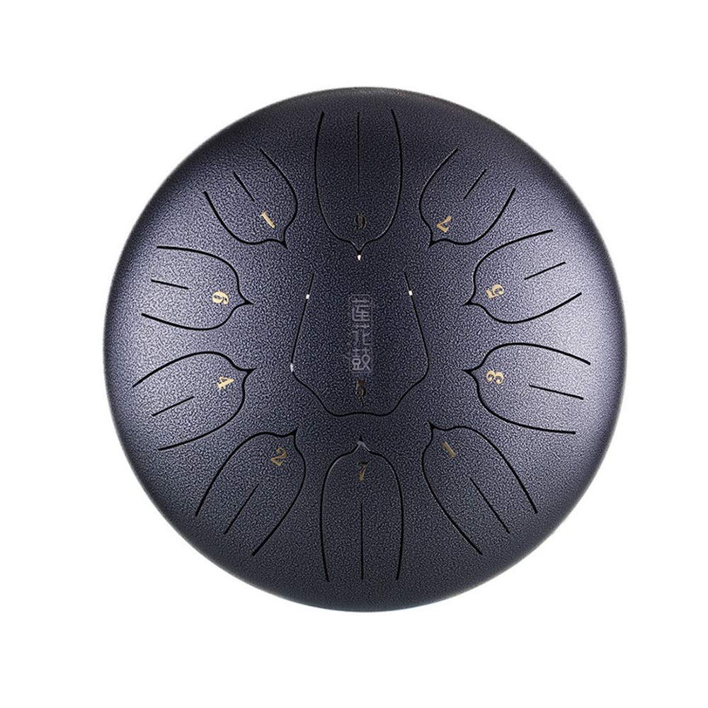 6 Inch Empty Spirit Drum - Hollow Steel Tongue Drum for Beginners | Handcrafted Musical Instrument for Kids & Adults | Meditation, Yoga & Stress Relief | Black Blue Color
