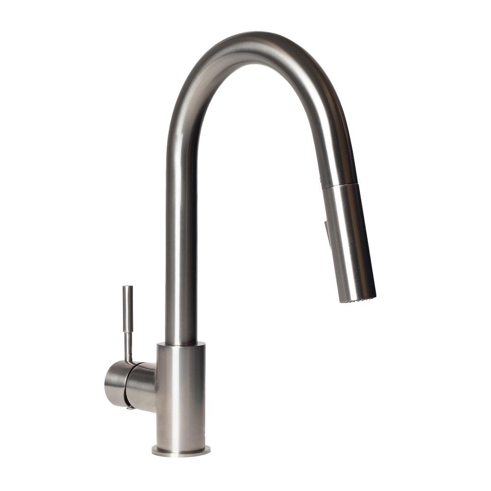 ZLINE Gemini Pull Down Single Handle Kitchen Faucet in Brushed Nickel - High Arc Modern Design for Easy Cleaning & Food Prep (GEM KF BN) | Perfect for Busy Home Cooks & Professional Chefs