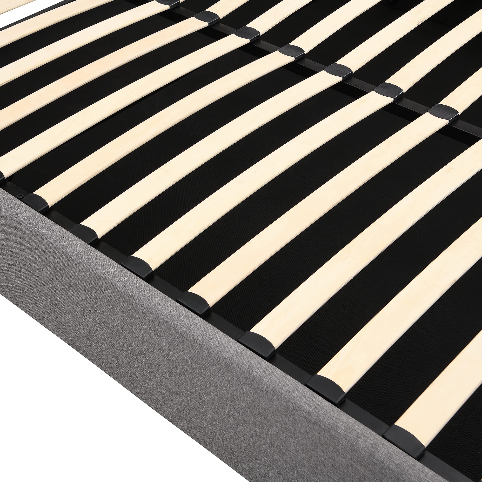 Queen Size Upholstered Storage Bed Frame with Hydraulic Lift System - Wooden Linen Fabric Platform Bed with Classic Headboard - Underbed Storage Space - Perfect for Small Bedrooms & Guest Rooms (Gray)