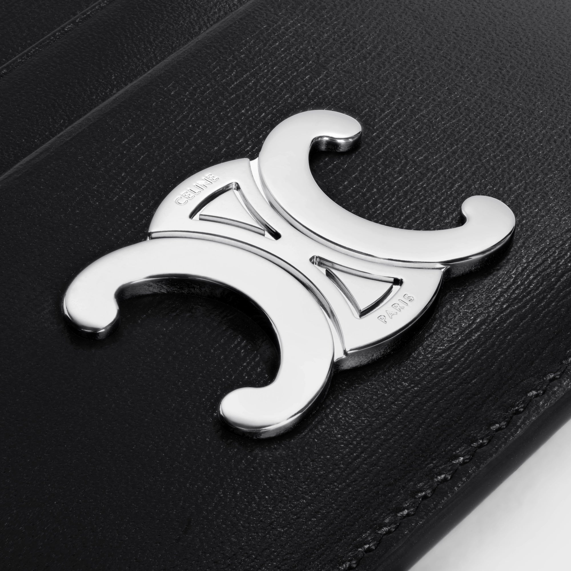 Celine Triomphe Card Holder in Shiny Calfskin - Silver | Luxury Slim Wallet for Credit Cards & Cash | Perfect for Everyday Use & Travel
