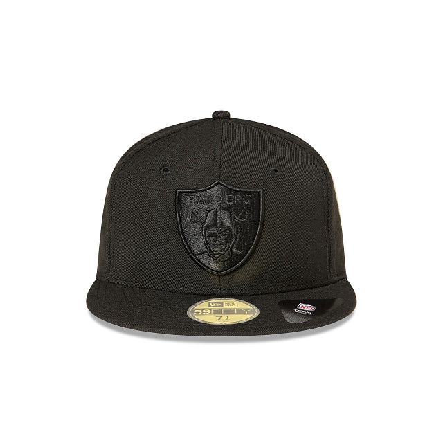 New Era Las Vegas Raiders Black on Black 59FIFTY Fitted Hat - Official NFL Snapback for Men & Women - Perfect for Football Games, Sports Events and Streetwear Fashion