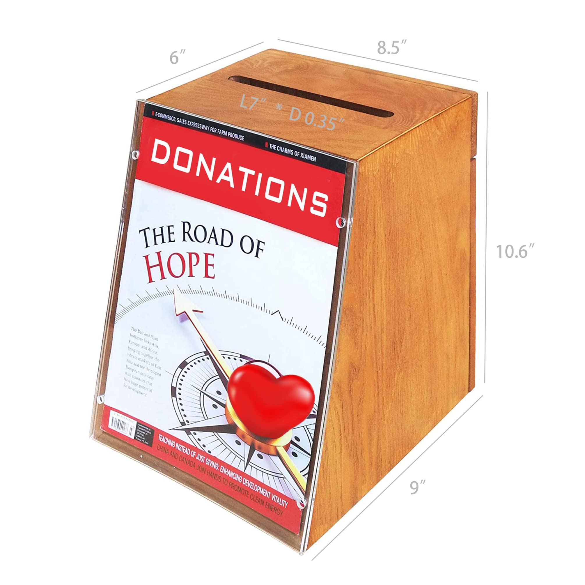 FixtureDisplays® Clear Acrylic Donation Box with 8.5x11 Sign Holder - Tithing, Suggestion & Fundraising Box for Churches, Events & Charities (Model 21275-MO-FBA) - Perfect for Church Collections, Voting Ballots & Charity Drives