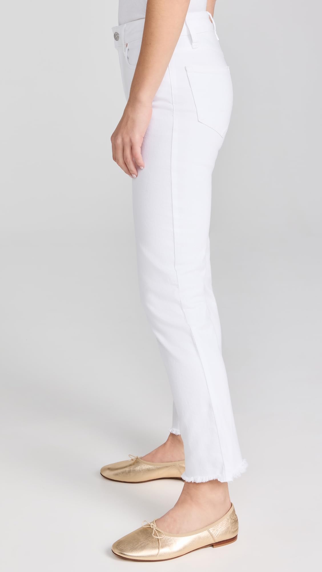 PAIGE Women's White Noise Grand Hem Jeans - High Waist Straight Leg Denim Pants for Casual Wear & Everyday Outfits