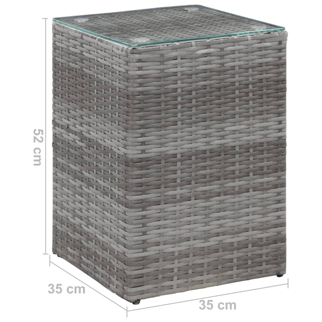 Modern Gray Glass Top Side Table - Coffee Table, Nightstand, Console Sofa Table - 13.8
