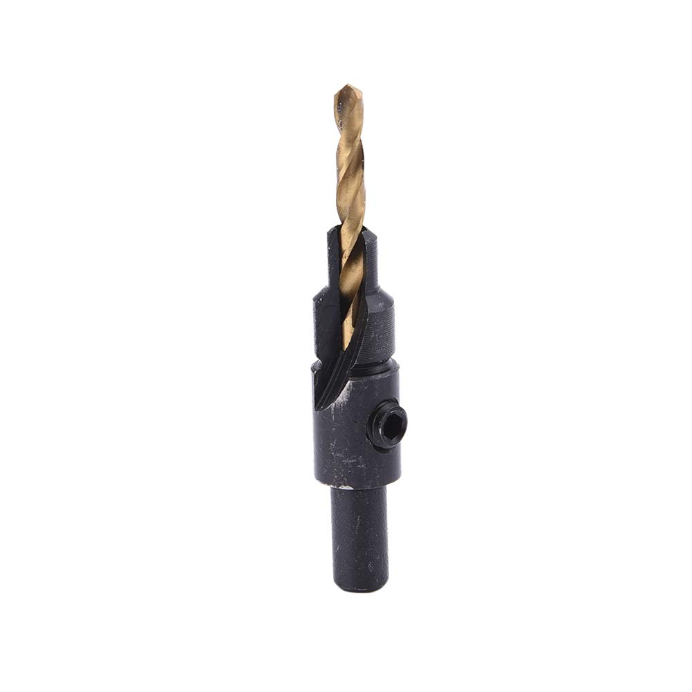 5-Piece HSS Countersink Drill Bit Set - 6#, 8#, 10#, 12#, 14# Sizes - Quick Change Woodworking Tools with Hex Wrench - Perfect for Carpentry, DIY Projects & Furniture Assembly
