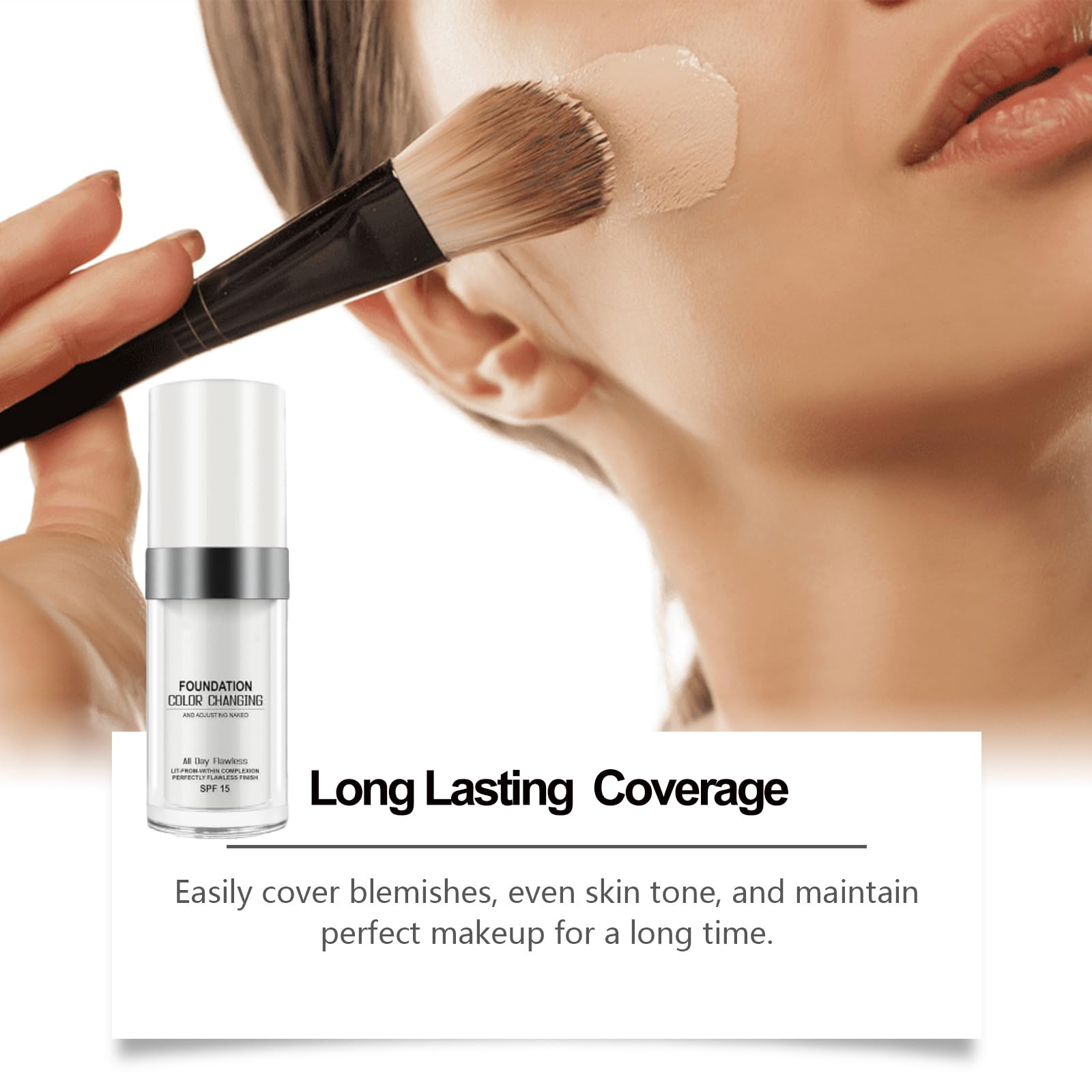 Glowari Color Changing Foundation with SPF - Adjusts to Your Skin Tone, Hydrating & Sun Protection for Mature Skin | Perfect for Daily Makeup & Special Occasions