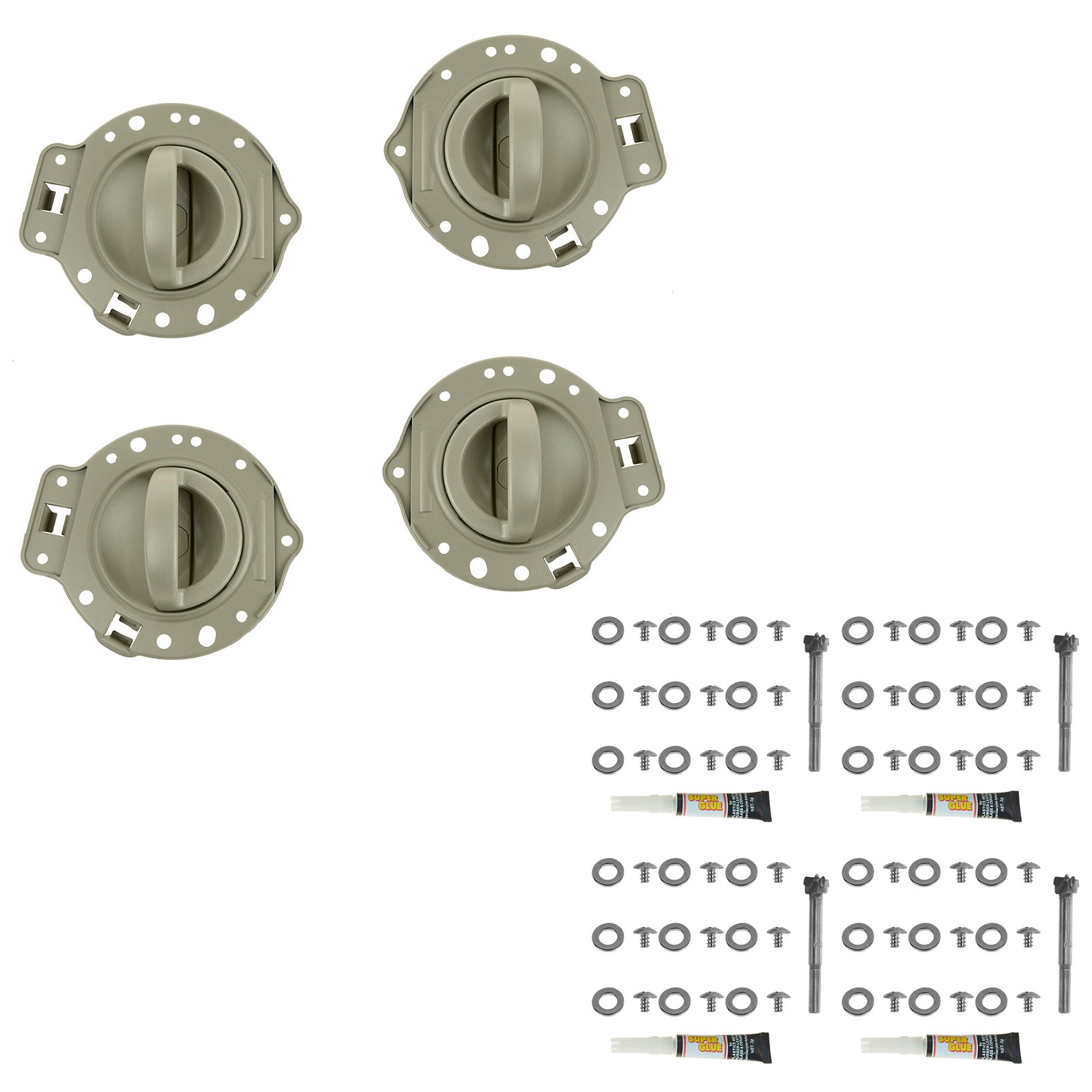 06-10 Jeep Commander Door Handle & Bezel Repair Kit - Dark Khaki Front & Rear Set of 4 | Replacement for Broken Handles | Perfect for Off-Roading & Daily Driving