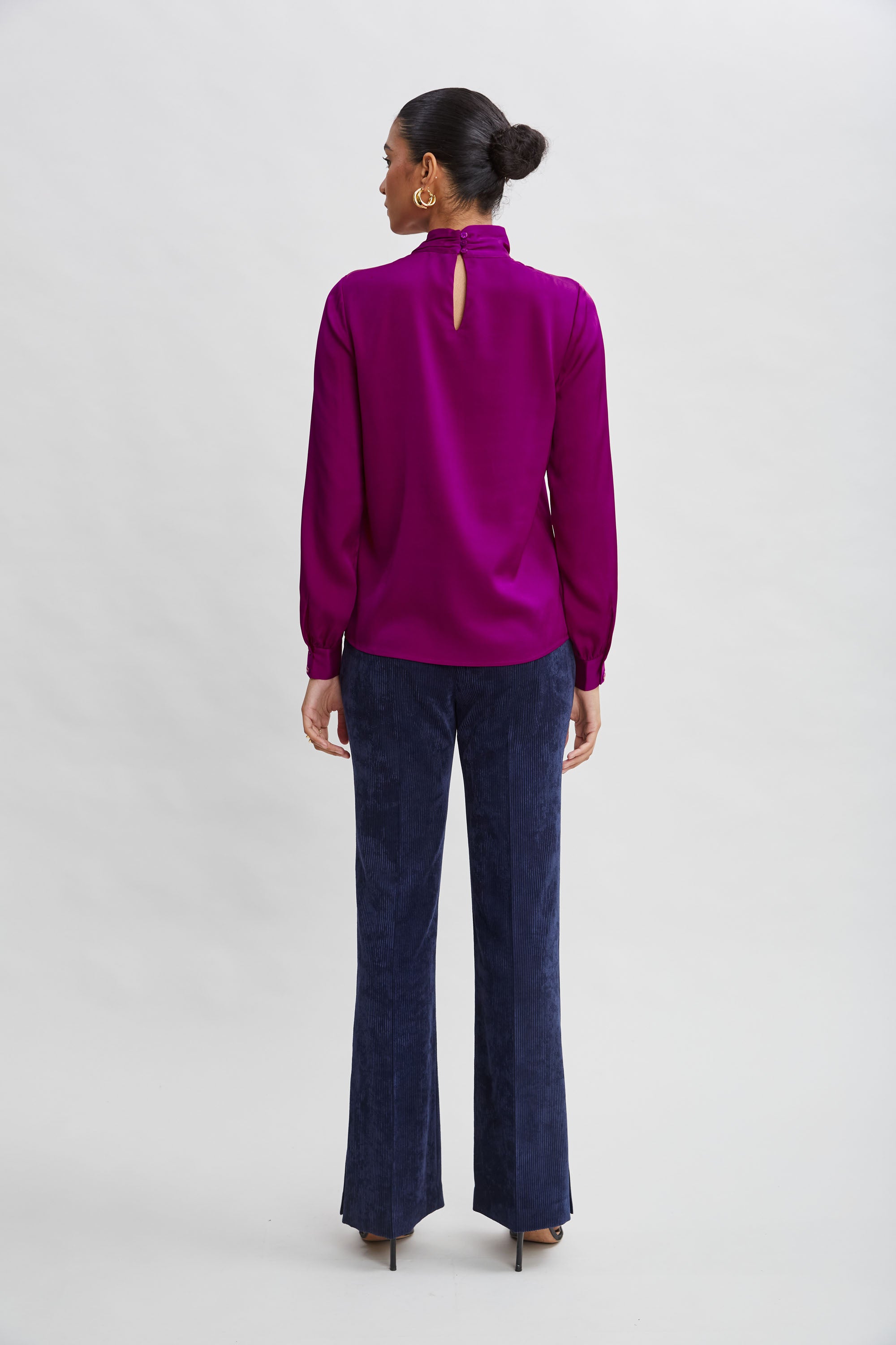Elegant Silk Draped Neck Shirt for Women - Soft & Luxurious Blouse for Office, Party & Special Occasions