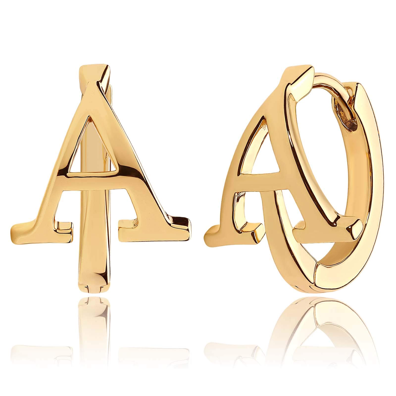 14K Gold Plated Initial Hoop Earrings for Women - Personalized Alphabet A-Z Huggie Sleeper Earrings | Hypoallergenic Dainty Jewelry Gift for Girls, Teens & Best Friends | Perfect for Everyday Wear, Date Nights & Special Occasions