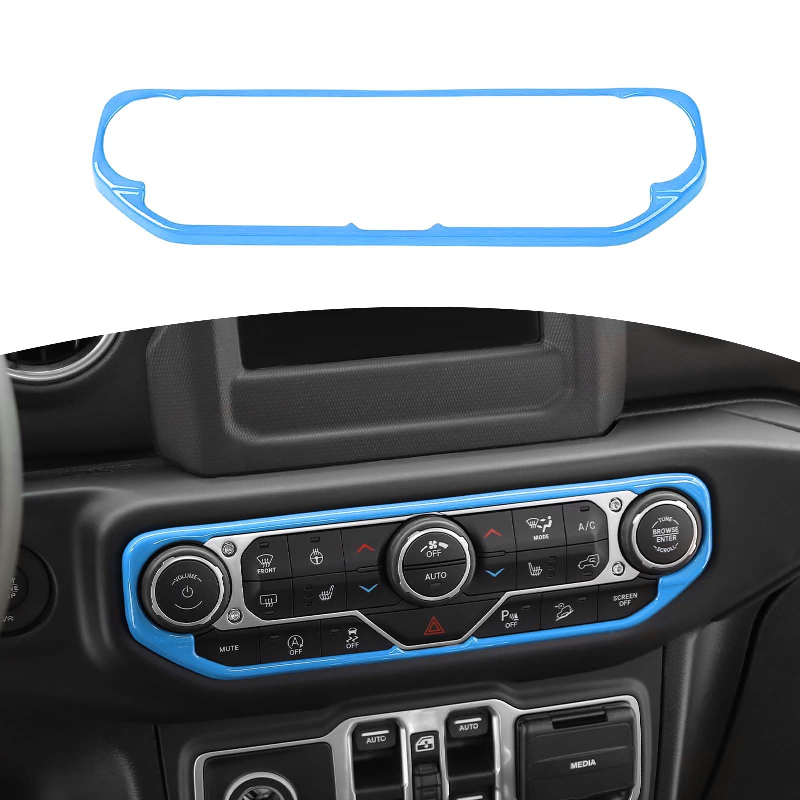 RT-TCZ Baby Blue AC Switch Cover Trim Frame for Jeep Wrangler JL/JLU/Gladiator JT (2018-2023) - Interior Dashboard Accessories | Perfect for Customizing & Protecting Your Jeep's Center Console