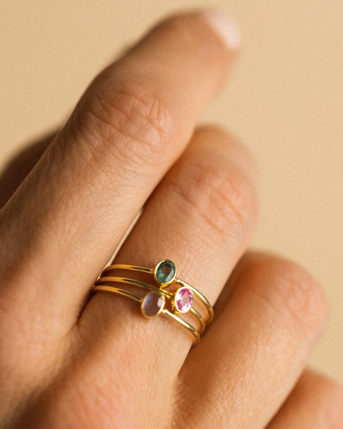 Dainty Oval Emerald Ring for Women - 14K Gold Plated Elegant Jewelry - Perfect for Engagement, Wedding & Special Occasions
