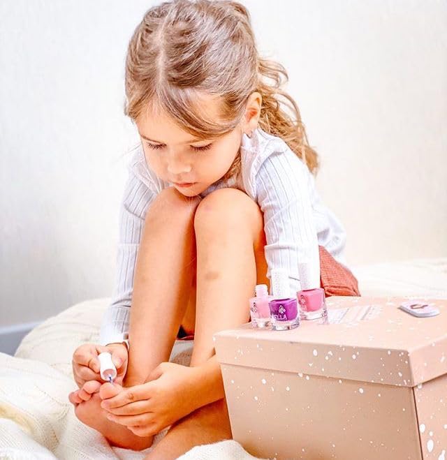 MISS NELLA Sweet Little Pack - Non-Toxic Water-Based Peel Off Nail Polish Set for Kids (3 Colors: Cheeky Bunny, Pink A Boo, Little Poppet) - Safe, Easy to Apply & Remove - Perfect for Birthday Parties, Playdates & DIY Nail Art Fun