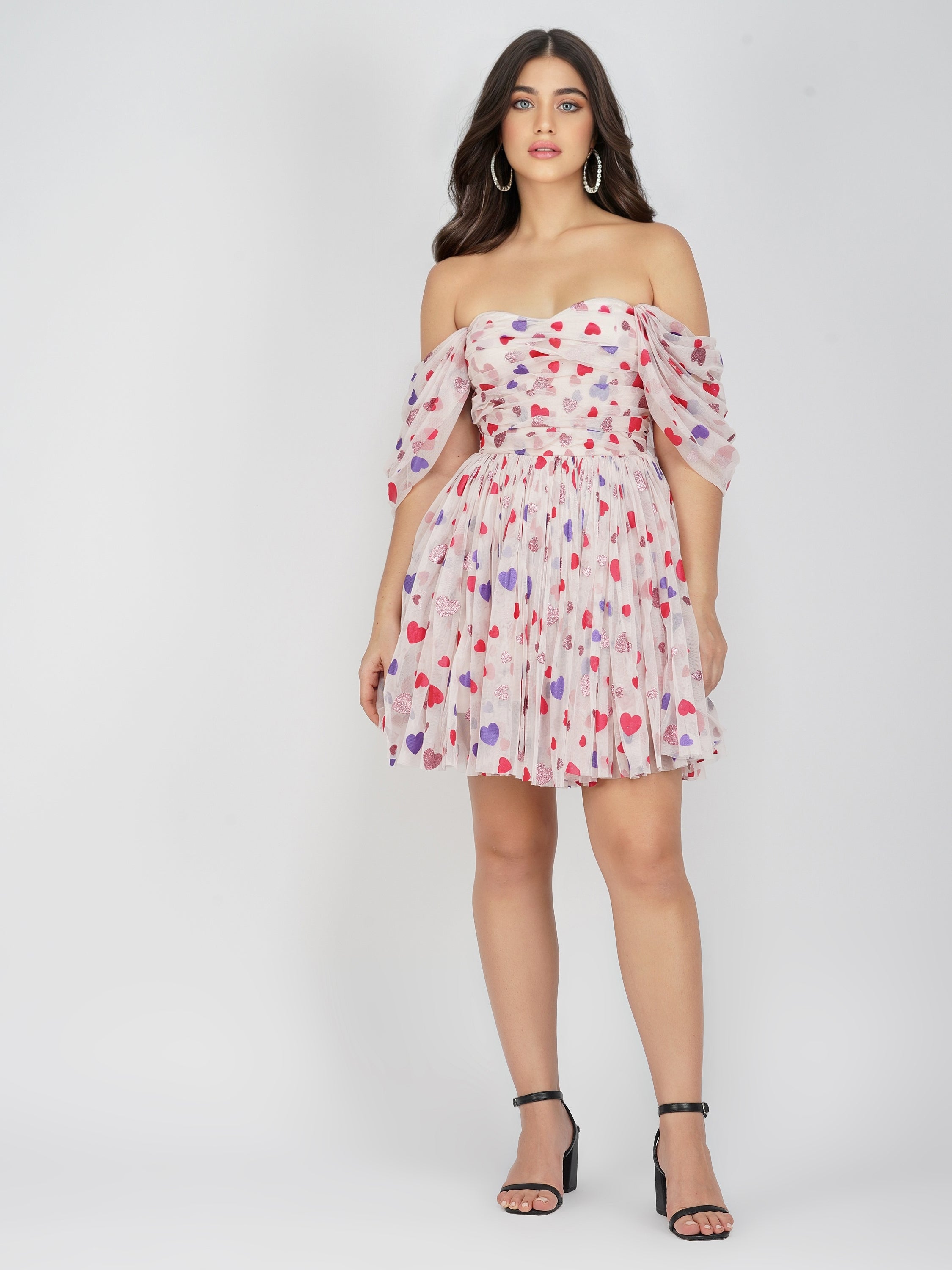 Stylish Sydney Rainbow Heart Mini Dress for Women - Trendy Summer Party Outfit & Casual Date Night Dress