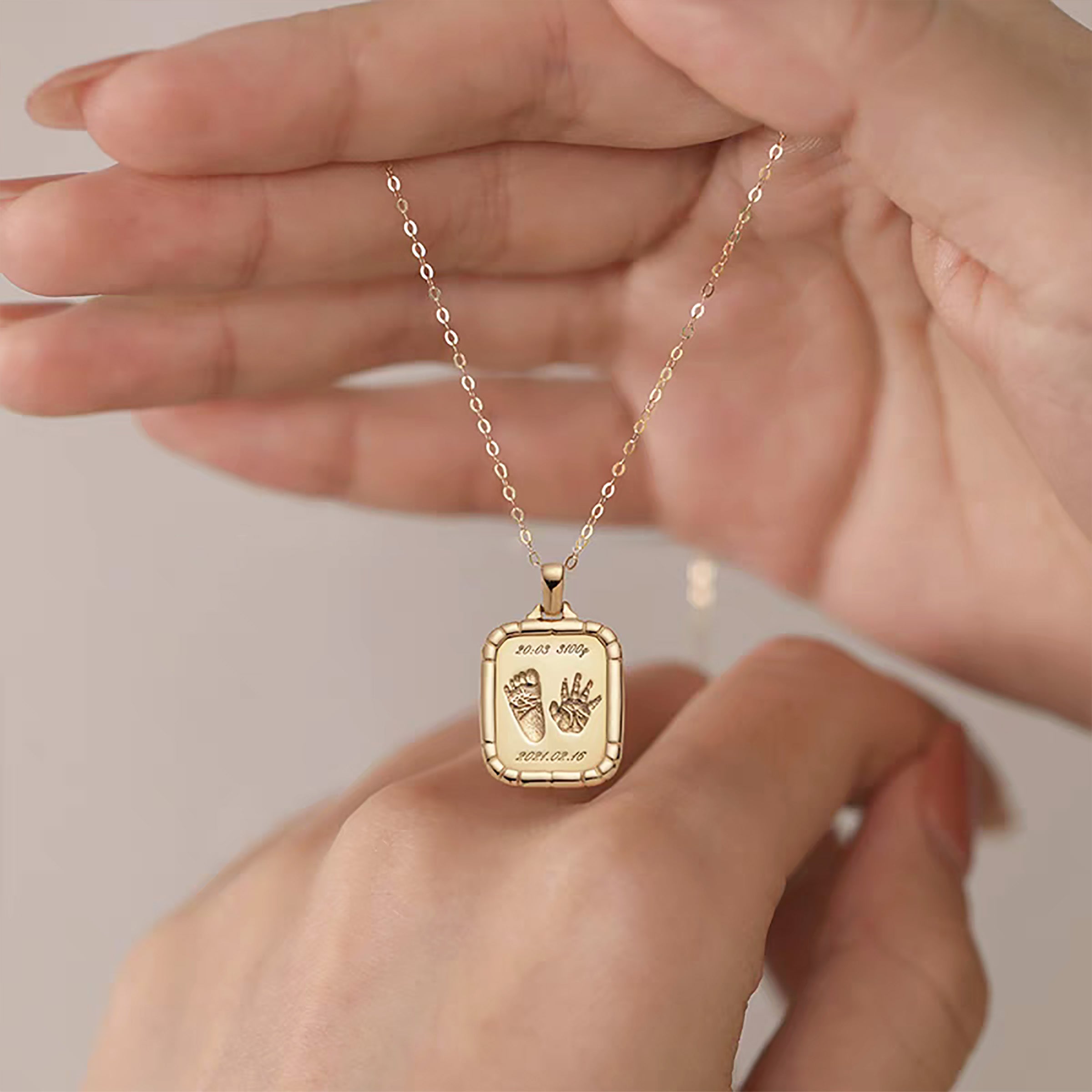 Solid Gold Footprint Necklace - Personalized Jewelry for Women | Engraved Keepsake Pendant for Moms, Grandmas & Loved Ones | Perfect Gift for Birthdays, Mother's Day & Anniversaries