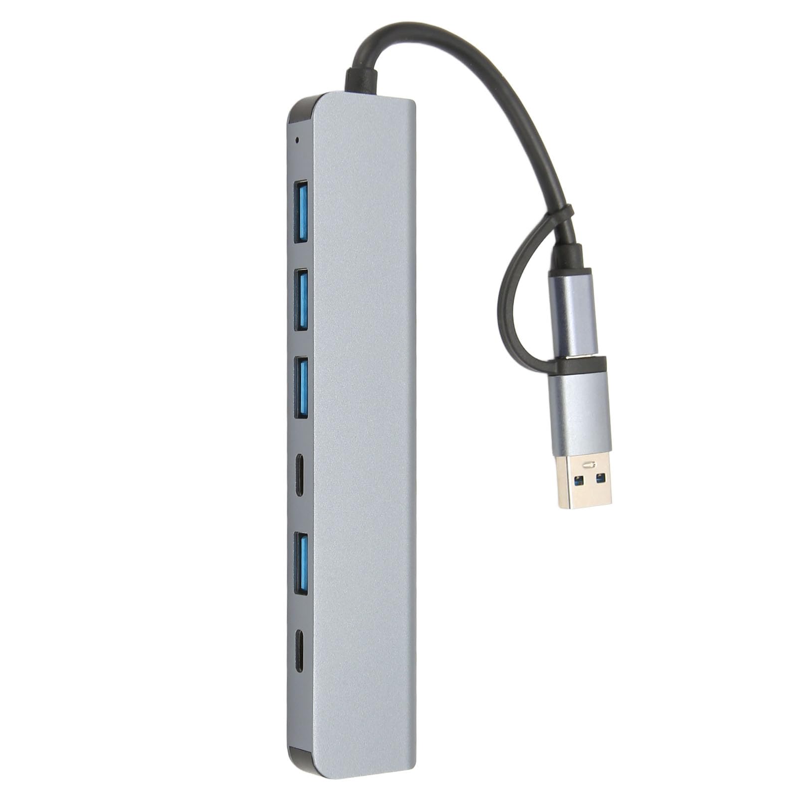USB 3.0 Hub Space Gray - Compact, Plug & Play Adapter with High Compatibility for Windows 10, Perfect for Home Office & Gaming Setup