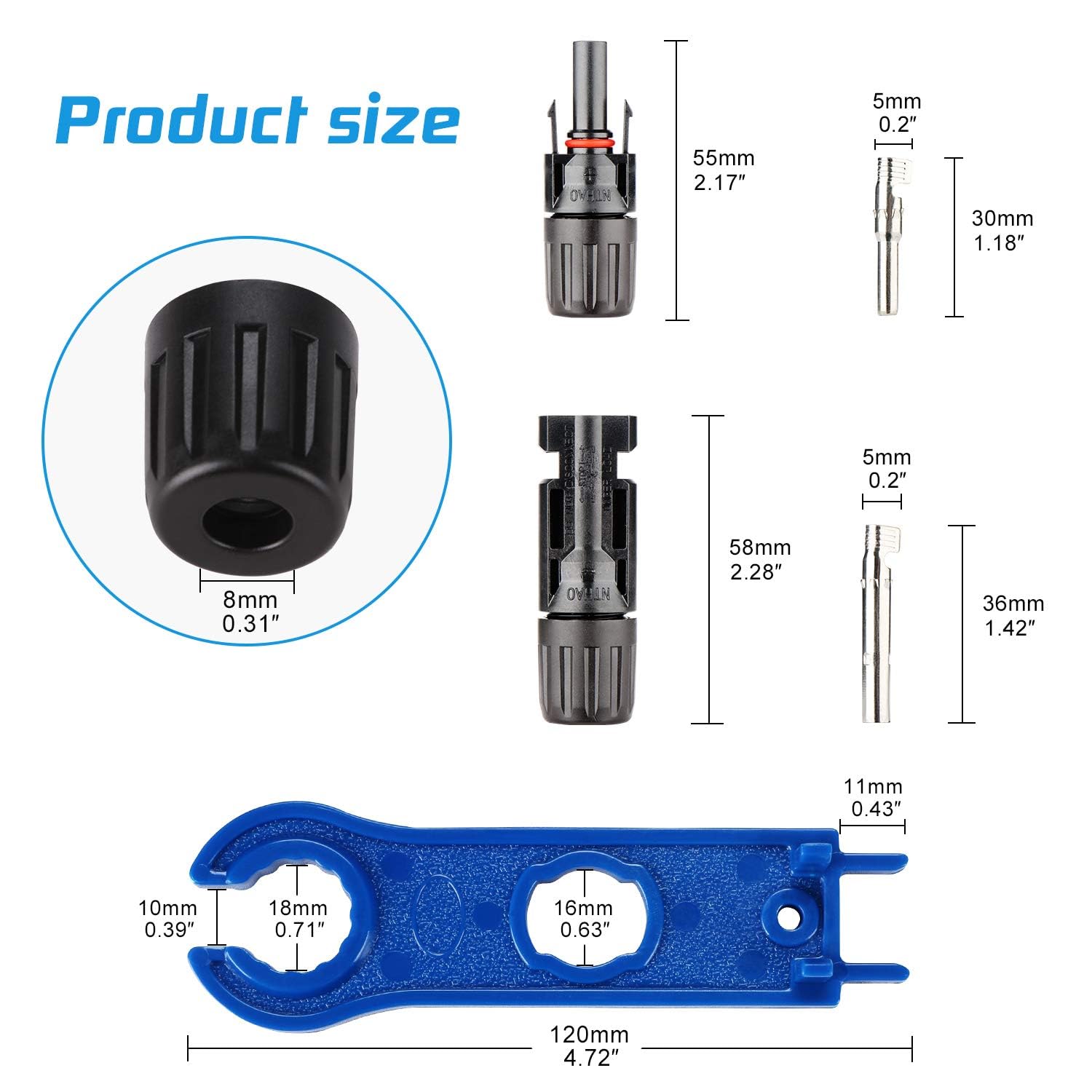 50 Pairs Solar Connectors - IP67 Waterproof Male & Female MC4 Connectors for Solar Panels, RV, Boat & Off-Grid Systems