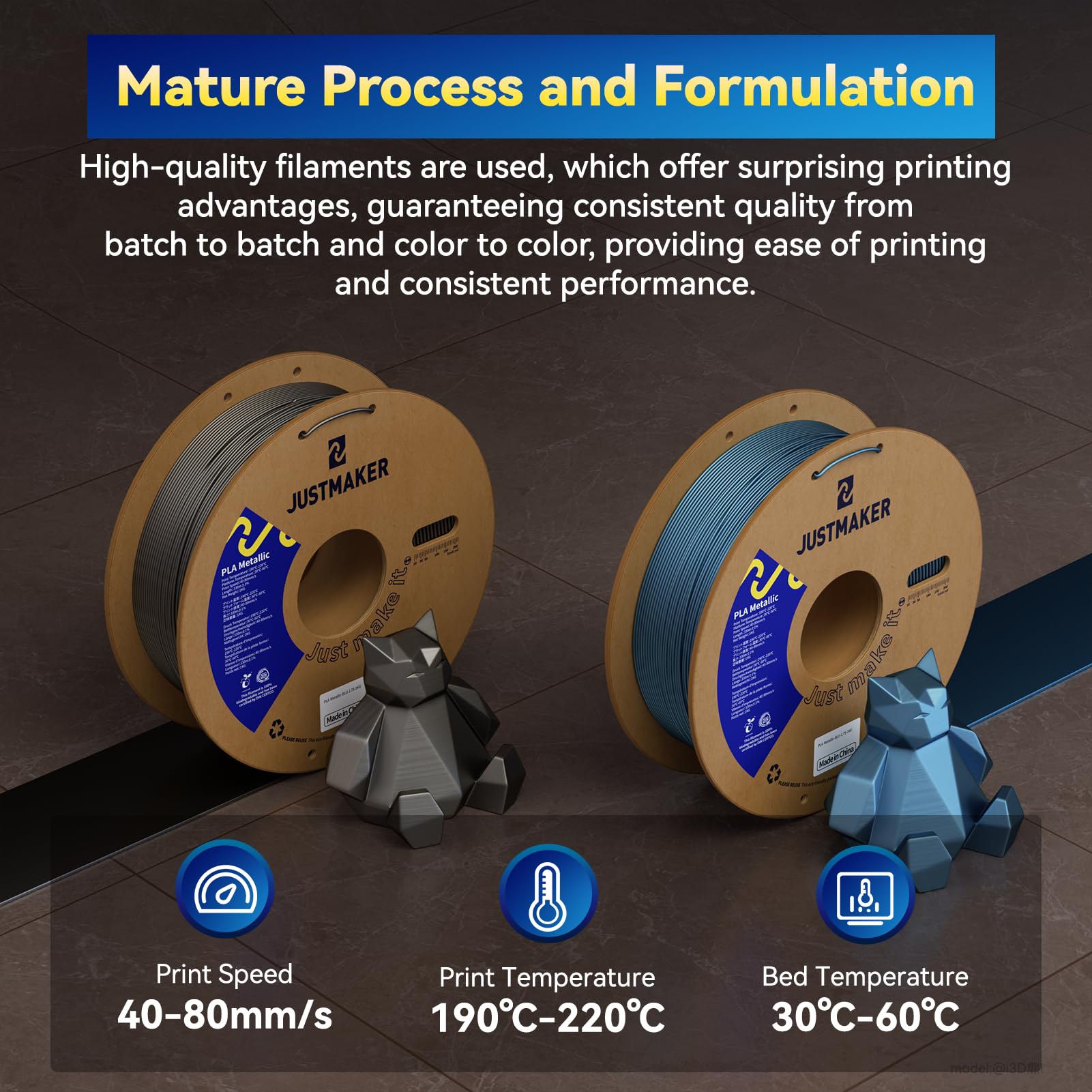Premium PLA Metallic Finish 3D Printer Filament - 1.75mm Champaign Gold with Shimmering Effect, ±0.03mm High Precision, Eco-Friendly Cardboard Spool - Compatible with Most FDM 3D Printers (1kg) - Ideal for Cosplay Props, Home Decor & DIY Craft Projects
