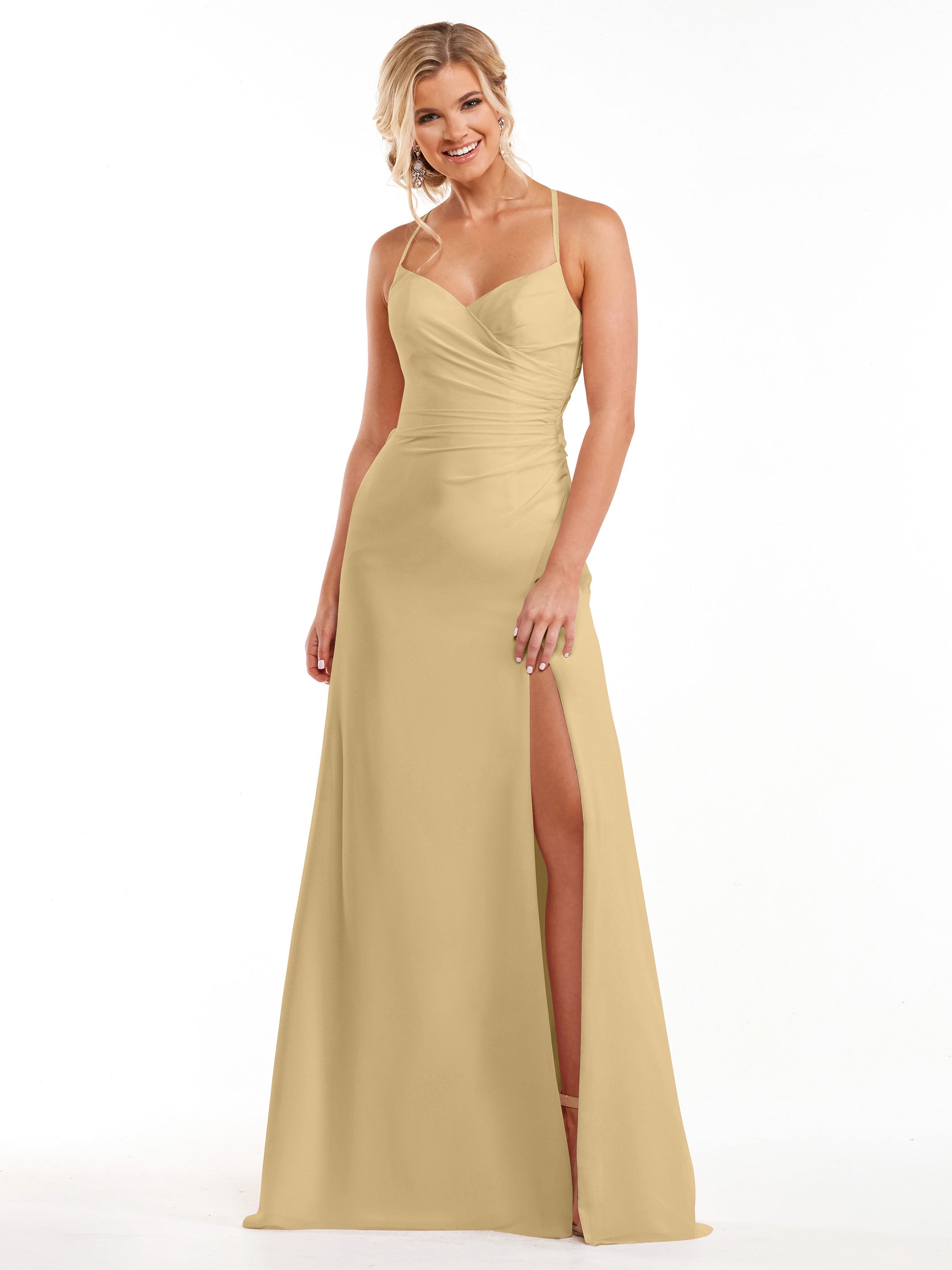 Elegant A-Line Chiffon Bridesmaid Dress with High Slit - Perfect for Weddings, Formal Events & Evening Parties