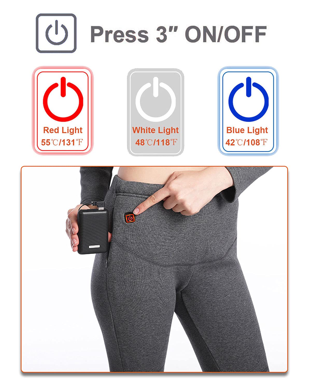 Men's USB Electric Heated Thermal Underwear Set - Winter Heated Pants & Shirt for Outdoor Activities, Skiing, Camping & Cold Weather Travel