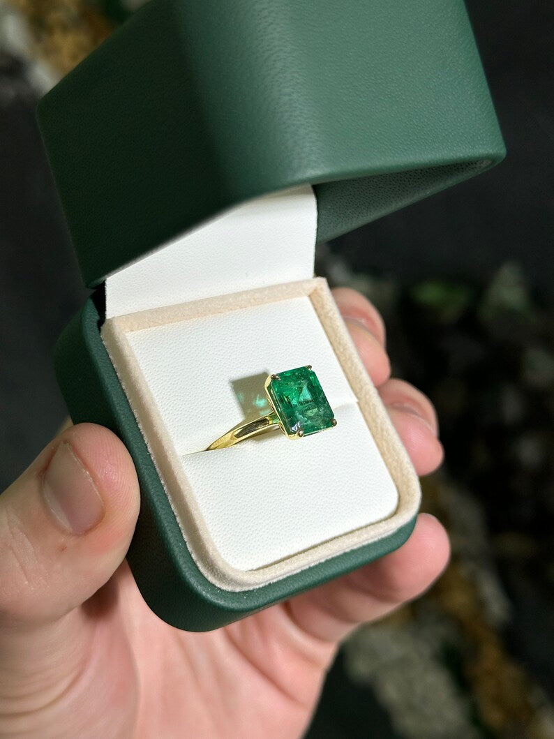 4.46ct 18K Gold Emerald Cut Solitaire Engagement Ring for Women - Elegant Wedding Band, Anniversary Gift, Proposal Jewelry - Perfect for Romantic Proposals, Weddings & Special Occasions