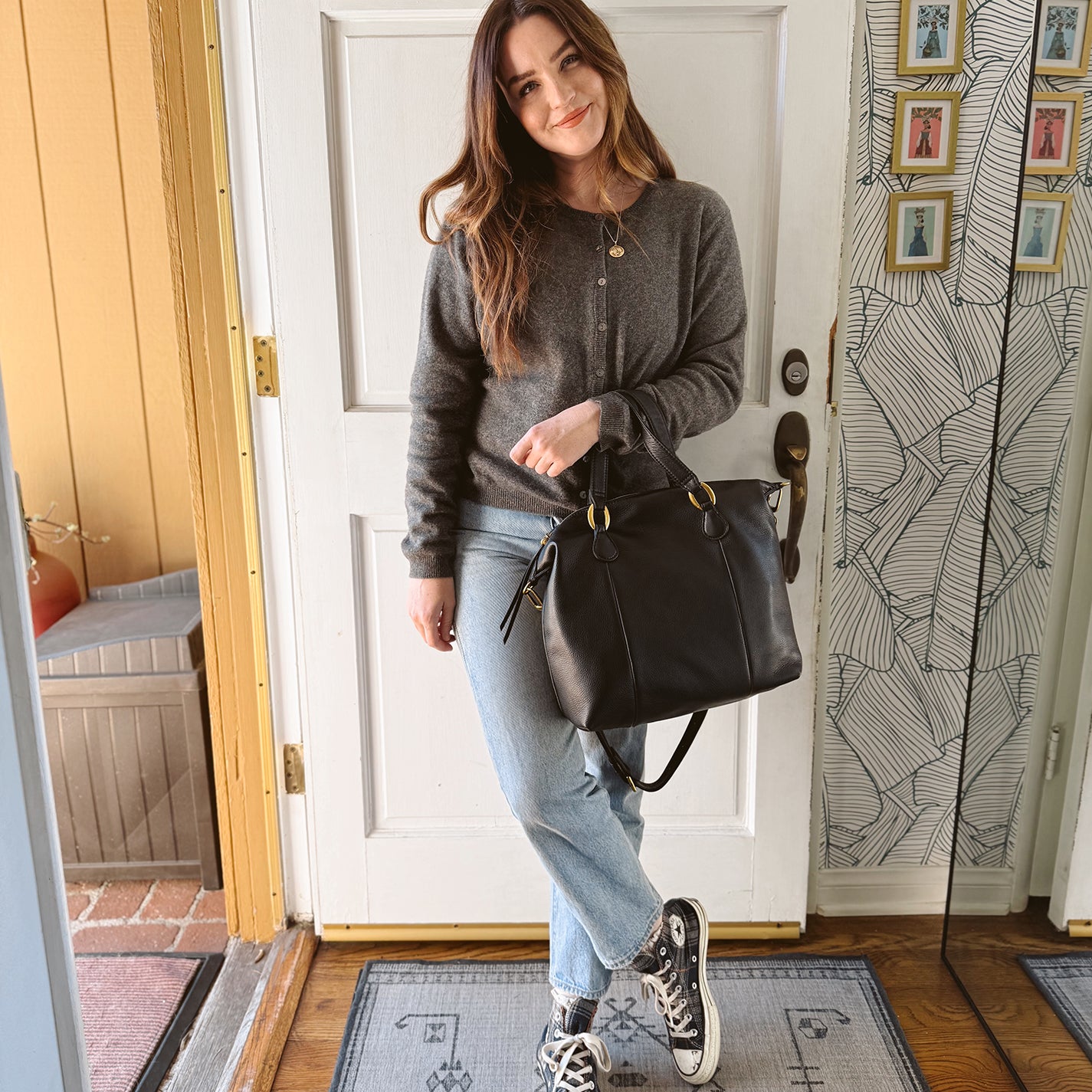 Harley Satchel in Pebbled Leather - Black Crossbody Bag for Women | Stylish & Durable Handbag for Work, Travel & Everyday Use