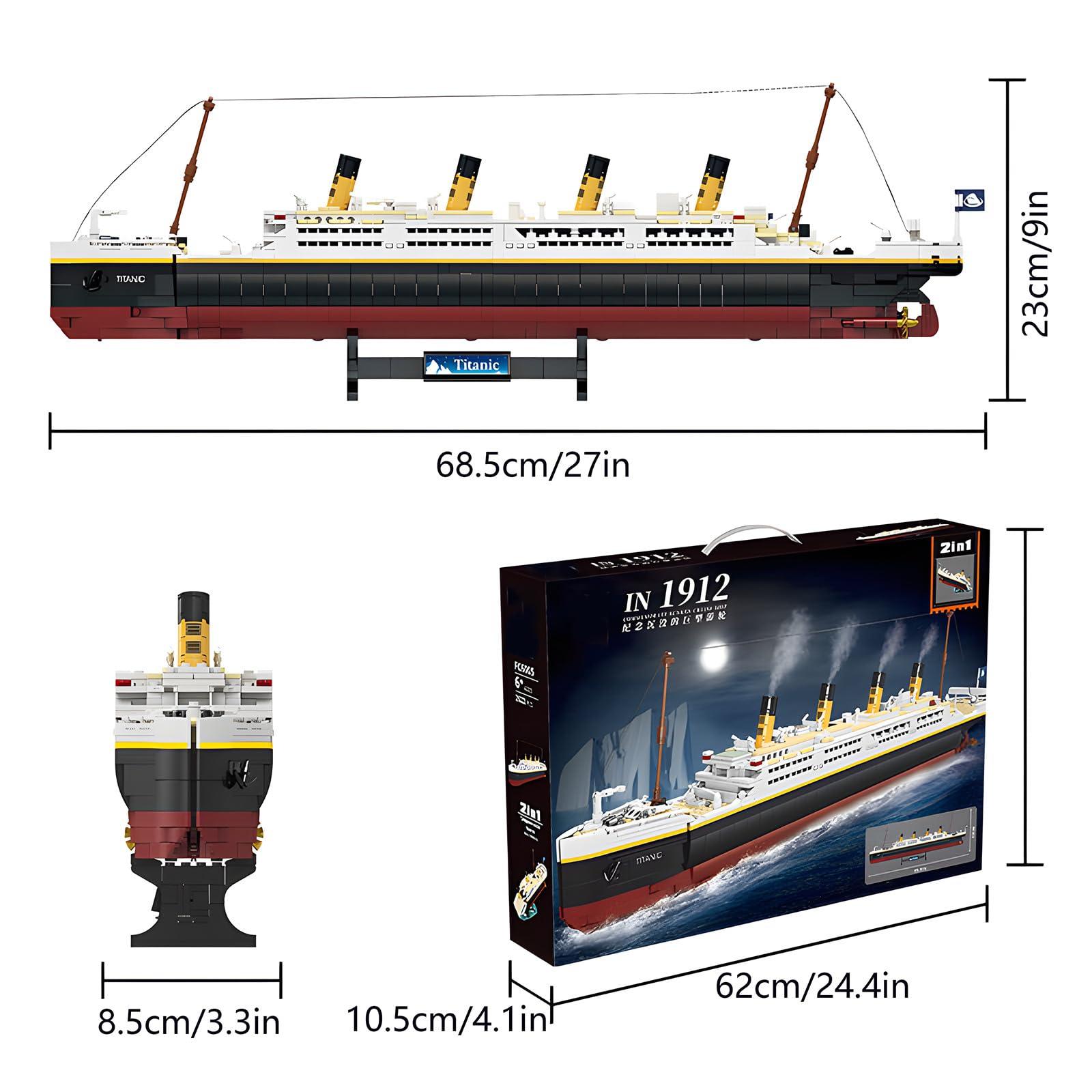 Titanic Building Blocks Set - 2022 Piece Big Ship Bricks Model Kit for Adults & Kids | Perfect STEM Educational Toy & Collectible Display | Birthday Gift for Ship Lovers & History Enthusiasts | Great for Home Decor, Office Display & Family Bonding Activities