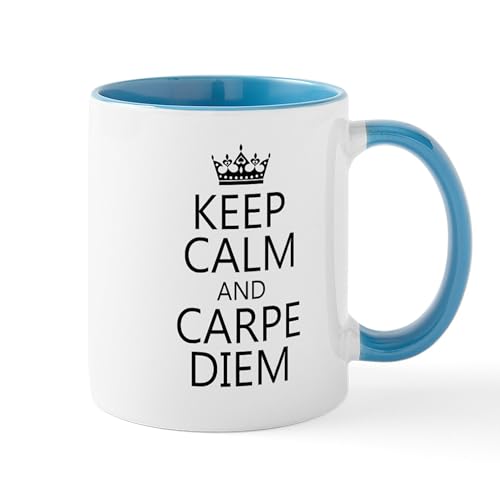White/Blue Inside - Keep Calm And Carpe Diem Mug