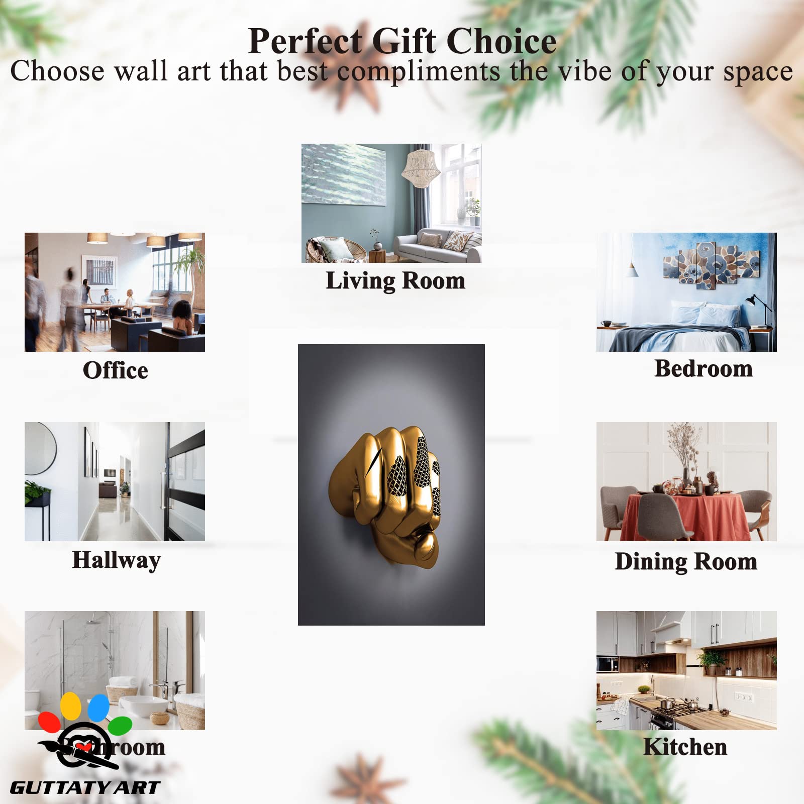 3D Metal Effect Fist Canvas Wall Art - Modern Silver Framed Wall Decor for Men's Bedroom & Living Room - 28x40 Inches Valentine's Day Gift - Perfect for Home Office, Man Cave, and Contemporary Interior Design