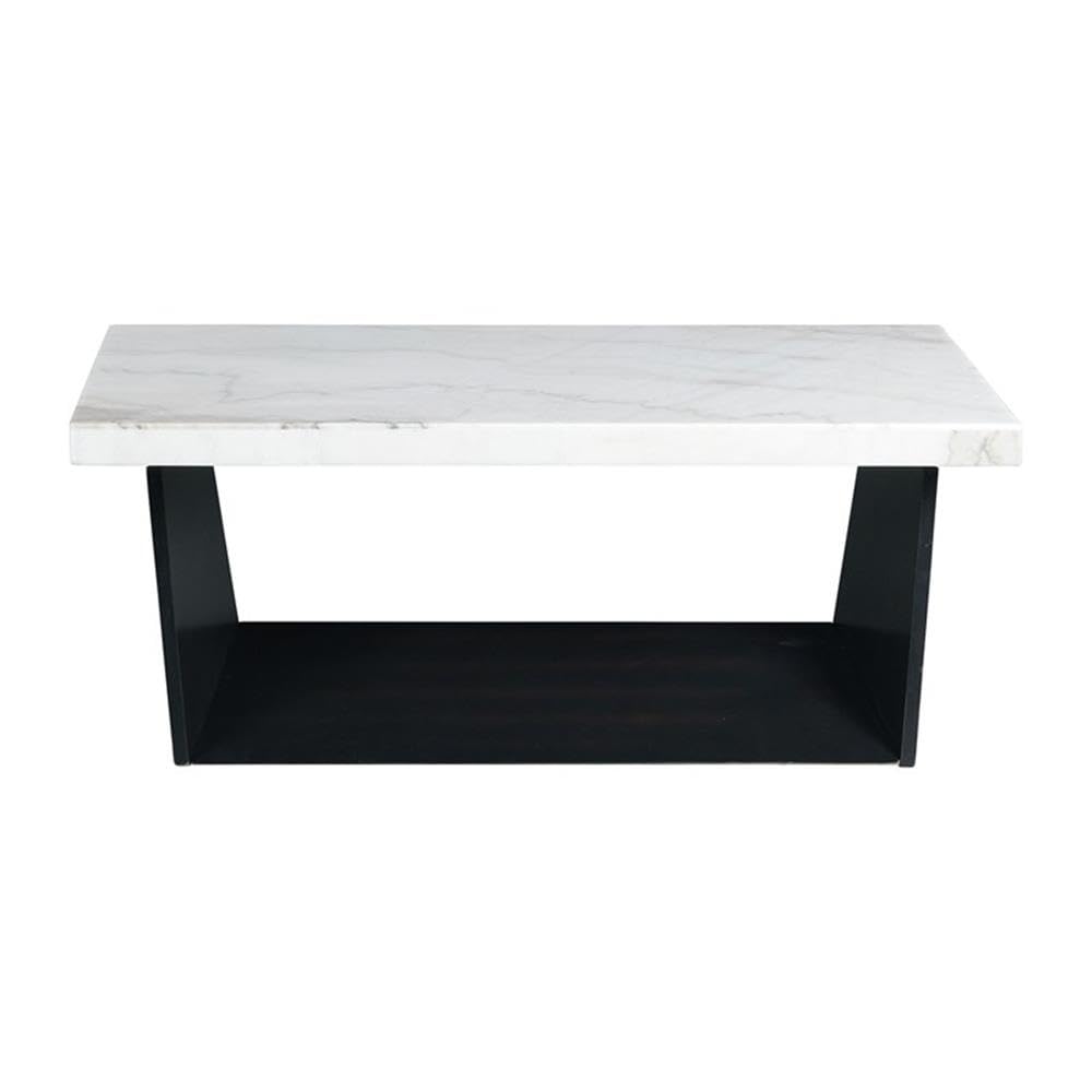 Tobias Coffee Table with White Marble Top - Modern Living Room Furniture for Home & Office | Stylish Center Table for Small Spaces & Apartments