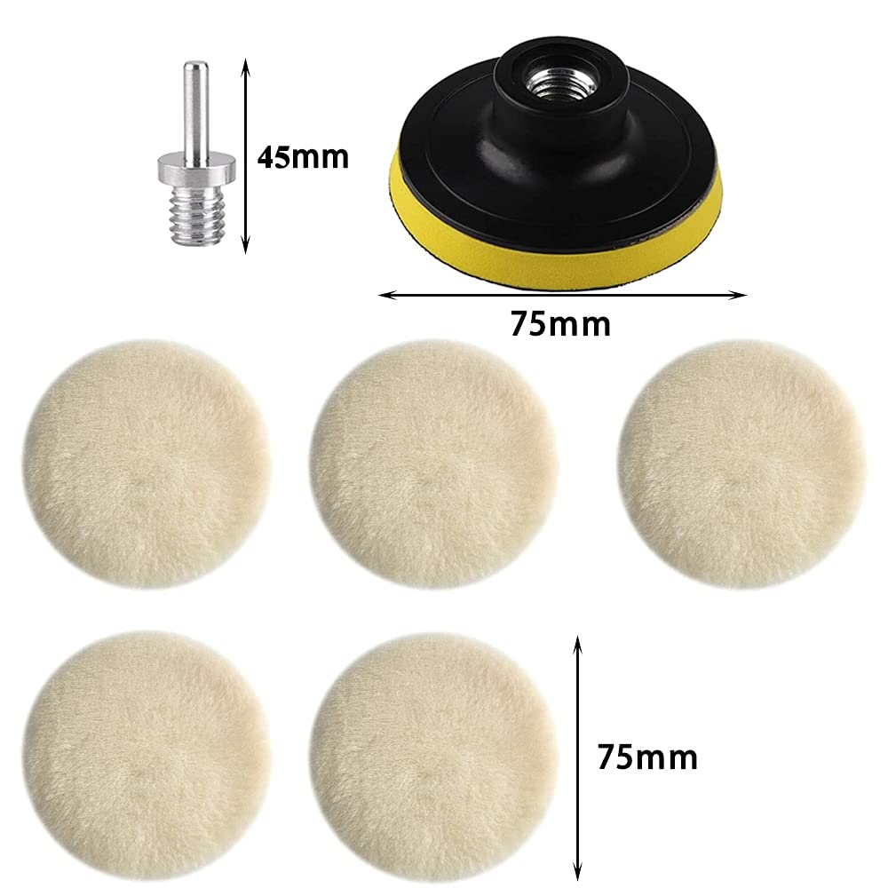 7-Piece Soft Wool Polishing Pads & Buffing Wheel Kit for Car Detailing - Perfect for Waxing, Polishing Bonnets, and Restoring Vehicle Shine