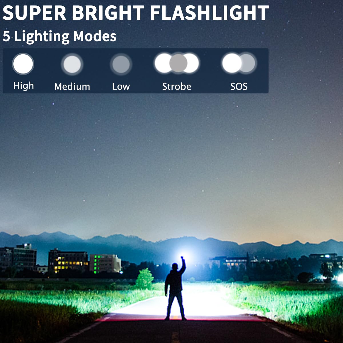 Super Bright Rechargeable Flashlight 990000 Lumens - 2 Pack Tactical LED Flashlights with 5 Modes, Waterproof & High-Powered - Perfect for Camping, Hiking, Emergency, and Outdoor Adventures