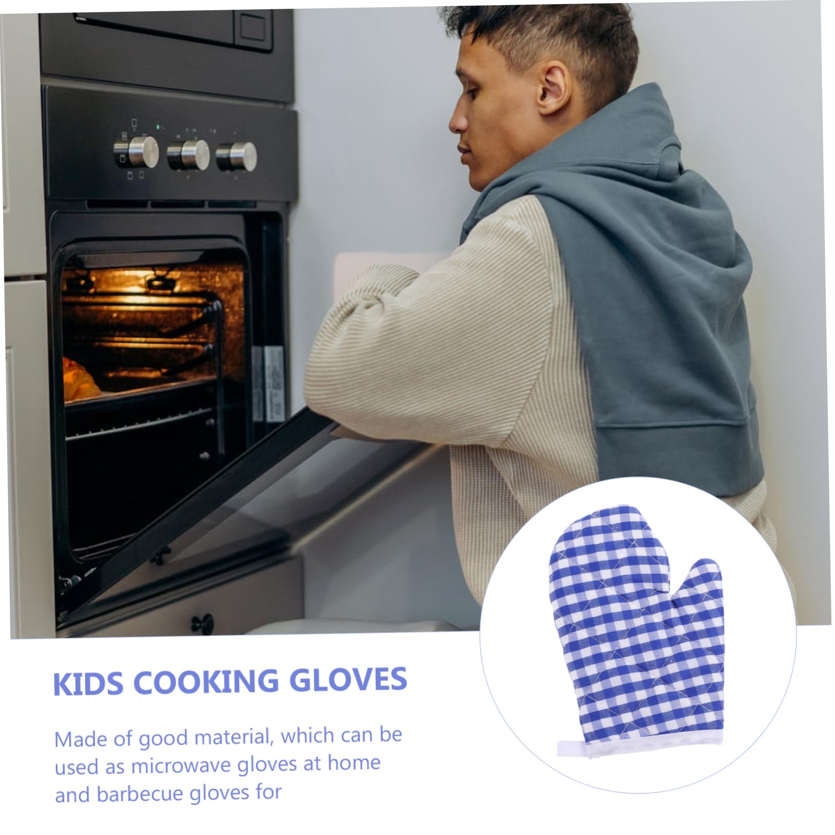 2Pcs Heat Resistant Baking Gloves - Oven Mitts for Cooking, Baking & Microwave Use - Farmhouse & Restaurant Kitchen Essentials (Dark Blue) - Perfect for Baking, Grilling & Handling Hot Dishes Safely