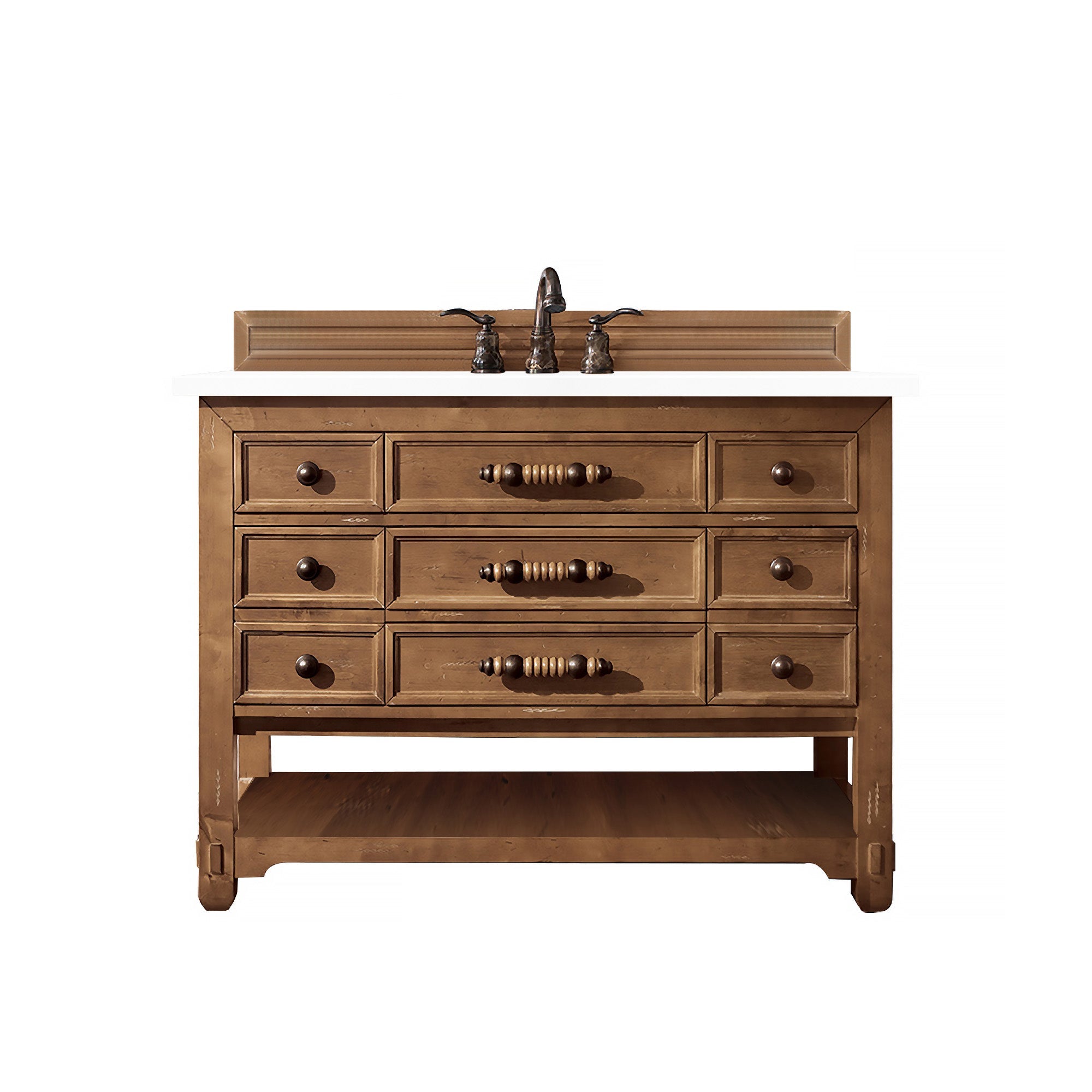 Malibu 48 Inch Single Bathroom Vanity Set with Honey Alder Wood Cabinet & 3CM Classic White Quartz Countertop - Perfect for Modern Master Bathrooms and Guest Bath Renovations