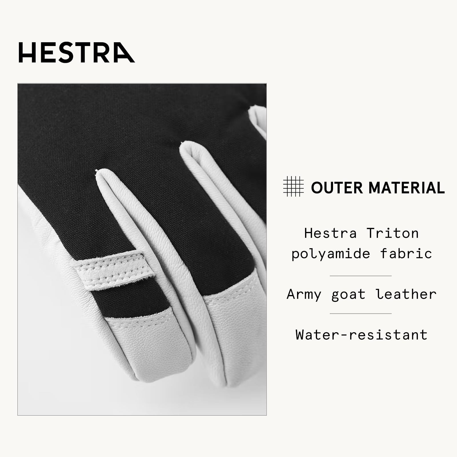 Hestra Unisex Army Leather Heli Ski Gloves - 5-Finger Winter Gloves for Skiing & Snowboarding - Waterproof & Warm for Men & Women - Perfect for Alpine Skiing, Backcountry Adventures & Cold Weather Activities