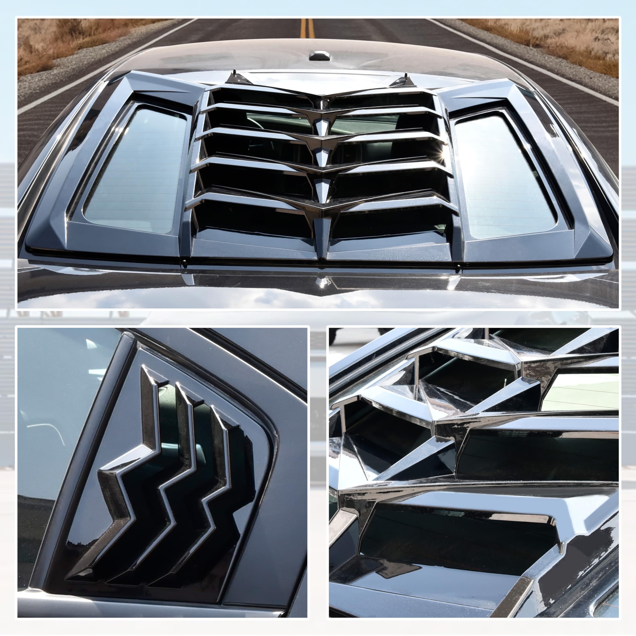 KEWISAUTO Gloss Black Rear & Side Window Louvers for 2011-2023 Dodge Charger | Windshield Sunshade Cover & Vent Accessories | Perfect for Street Racing & Car Shows