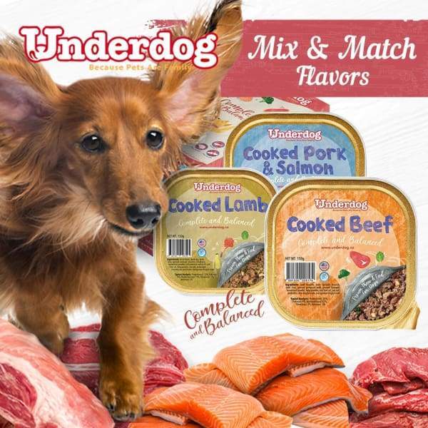 Premium Underdog Cooked Fresh Frozen Dog Food - 1.2kg (Mix of 8 x 150g) - Healthy Meal for Small & Medium Dogs - Perfect for Daily Feeding & Special Occasions