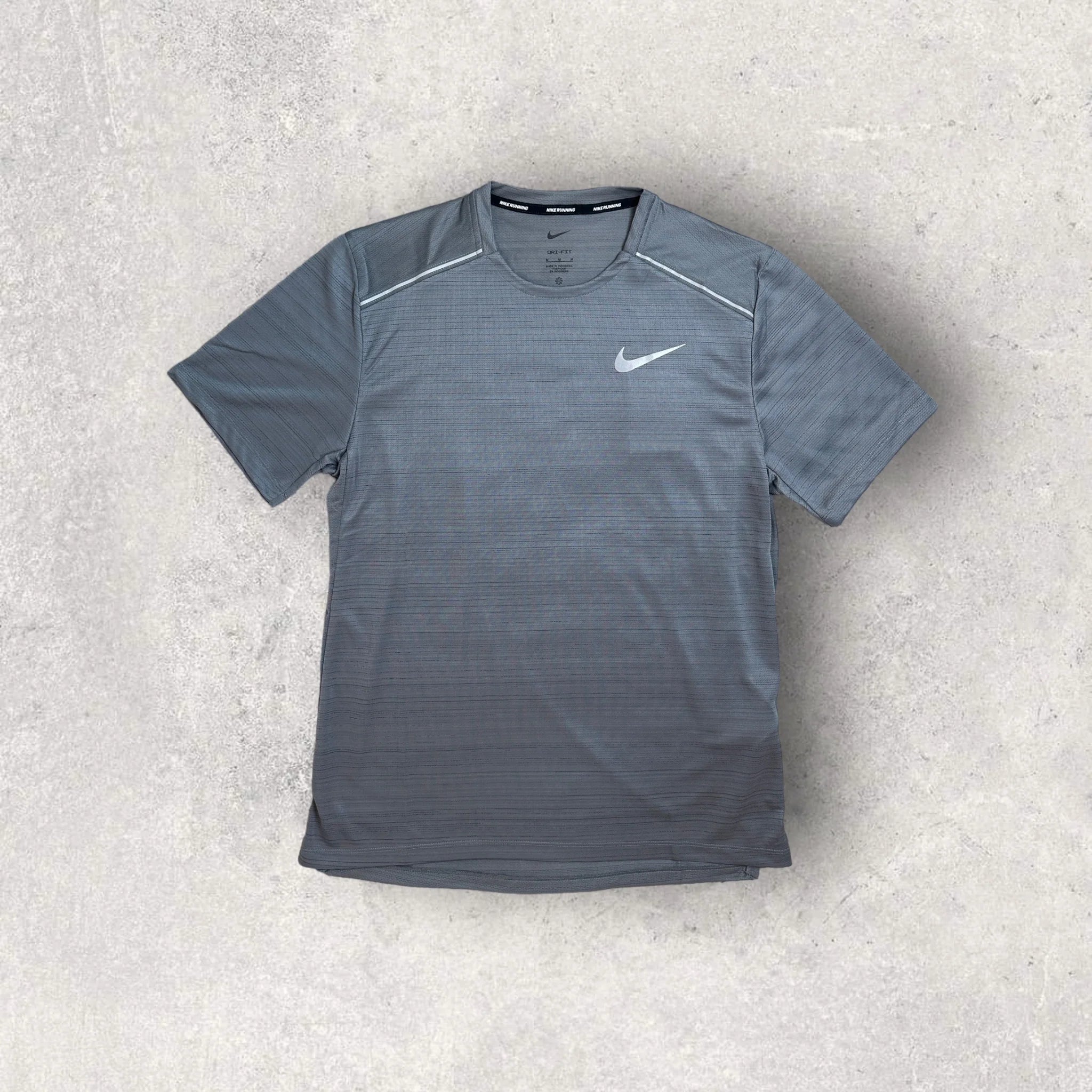 Nike Miler 1.0 Running T-Shirt & Shorts Set for Men - Smoke Grey/Black - Lightweight Athletic Outfit for Jogging, Gym & Casual Wear